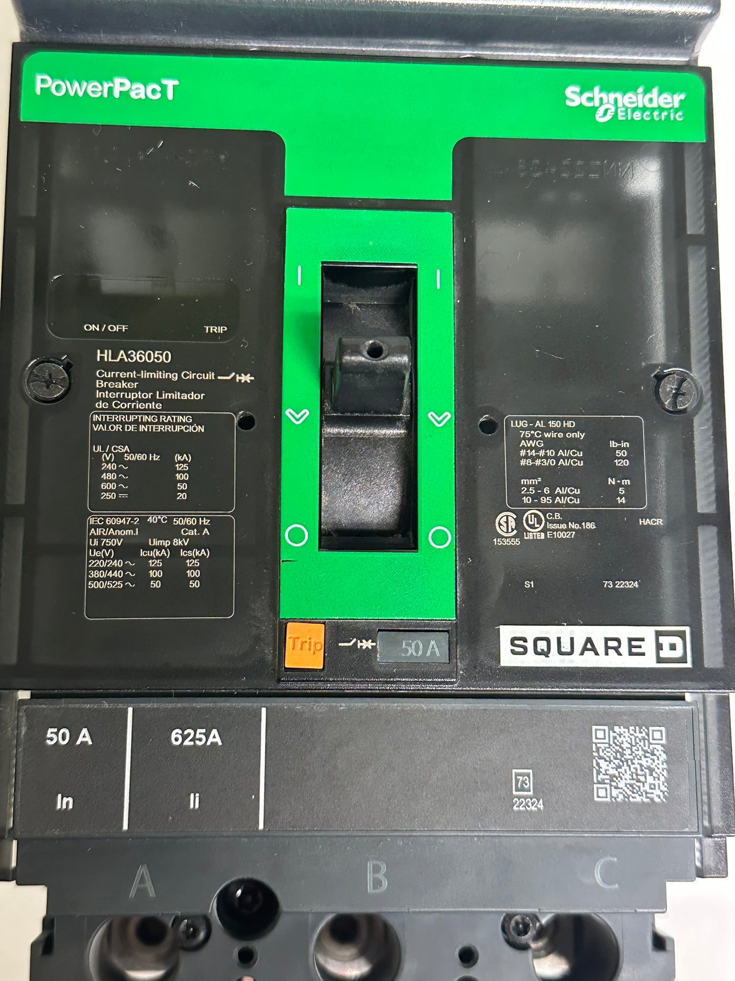 New Square D Schneider HLA36050 50A 3-Pole 600V Circuit Breaker