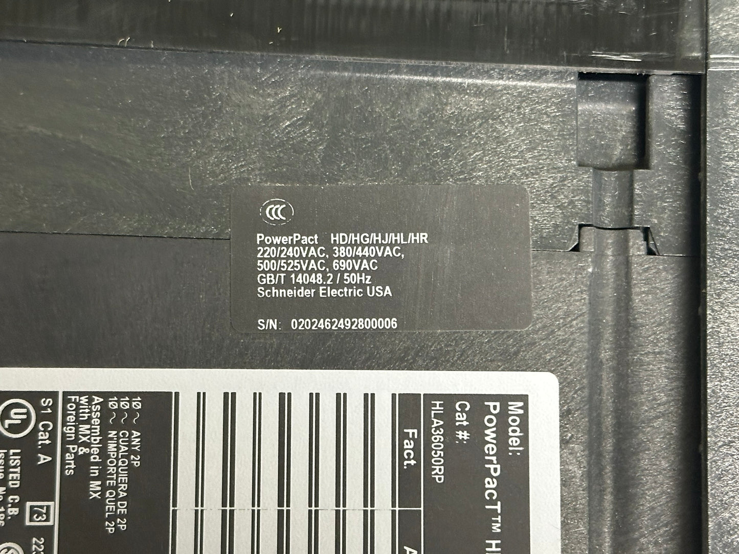 New Square D Schneider HLA36050 50A 3-Pole 600V Circuit Breaker