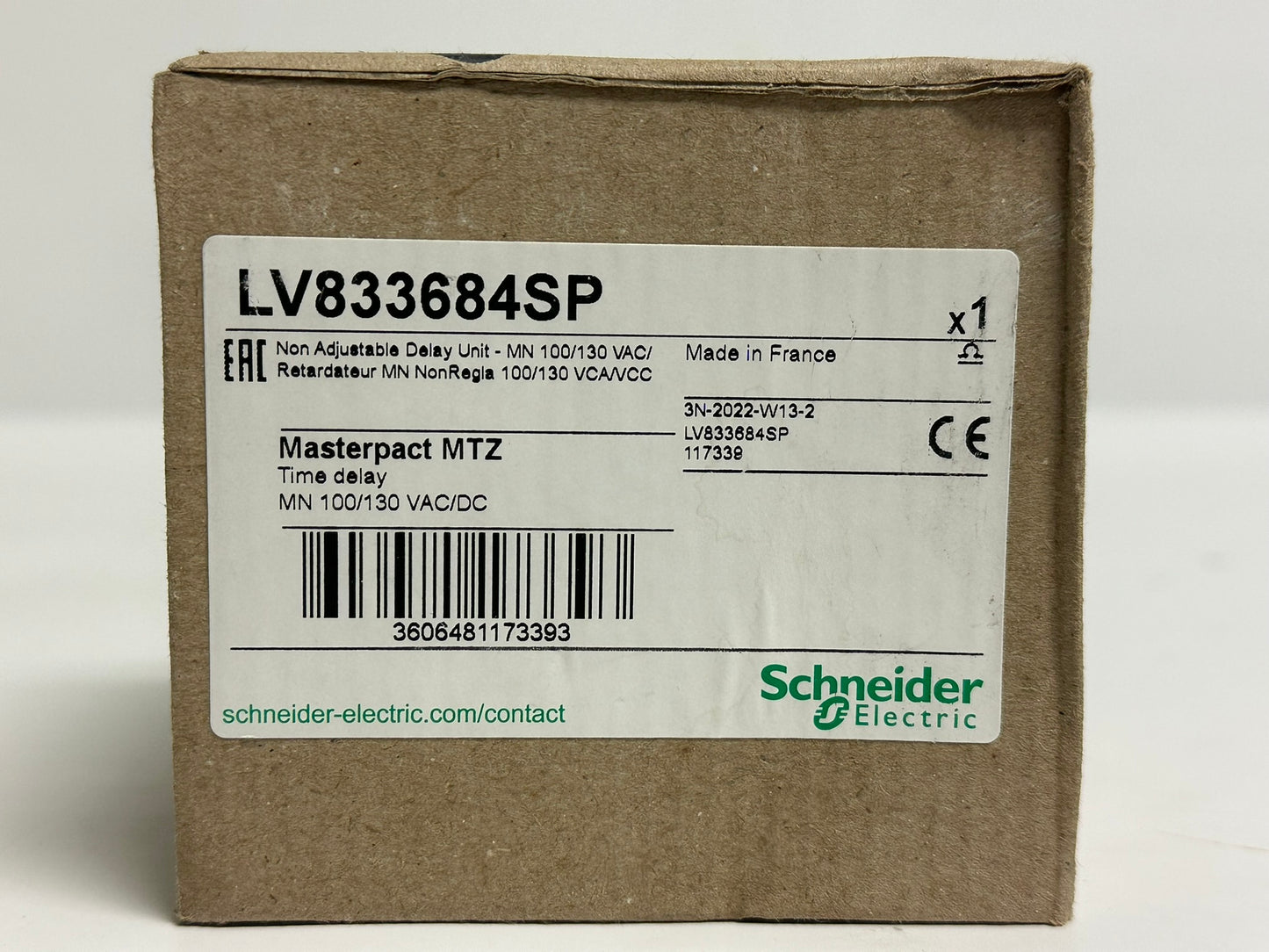 New Schneider LV833684SP Delay Unit 100/130V AC/DC, In Box