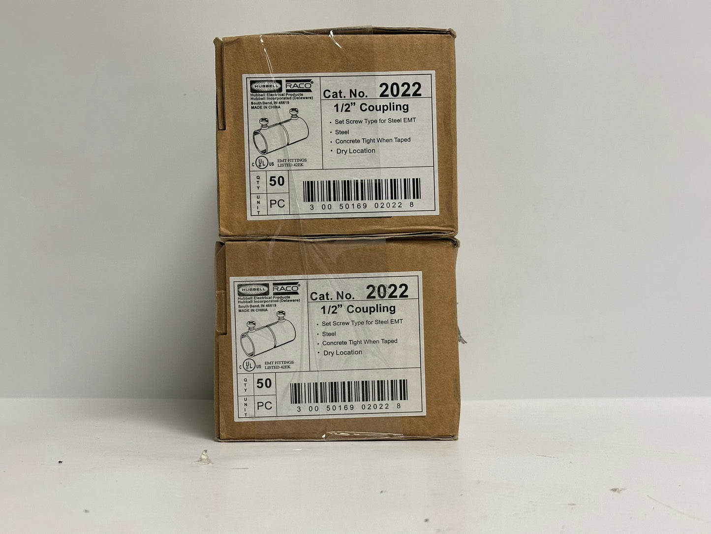 100 PK RACO 2022 1/2" EMT Set-Screw Steel Coupling for Conduit Connections