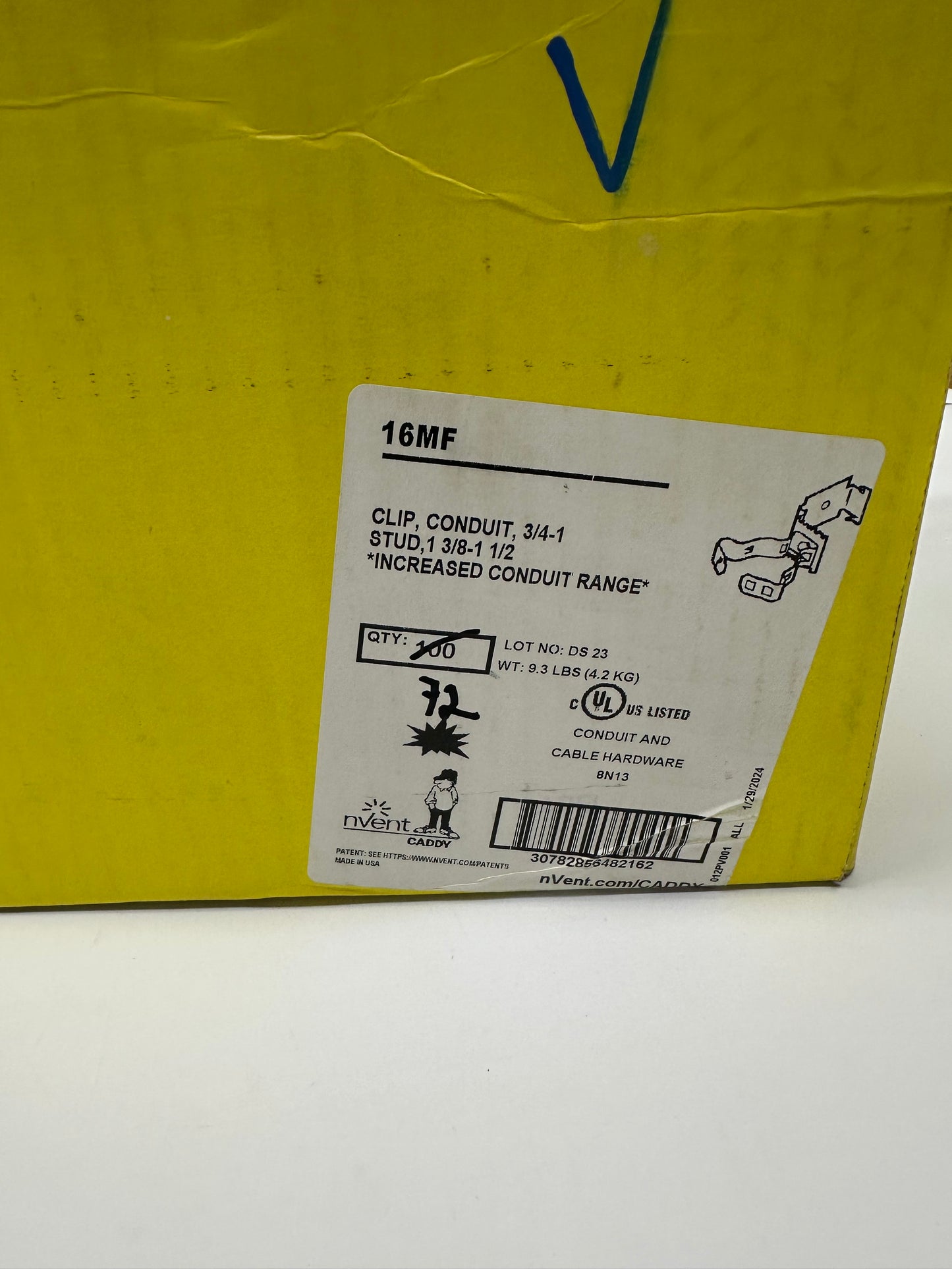 72 PK Nvent Caddy (16MF) 1" Conduit/Switcbox to Metal Stud, (Open Box)