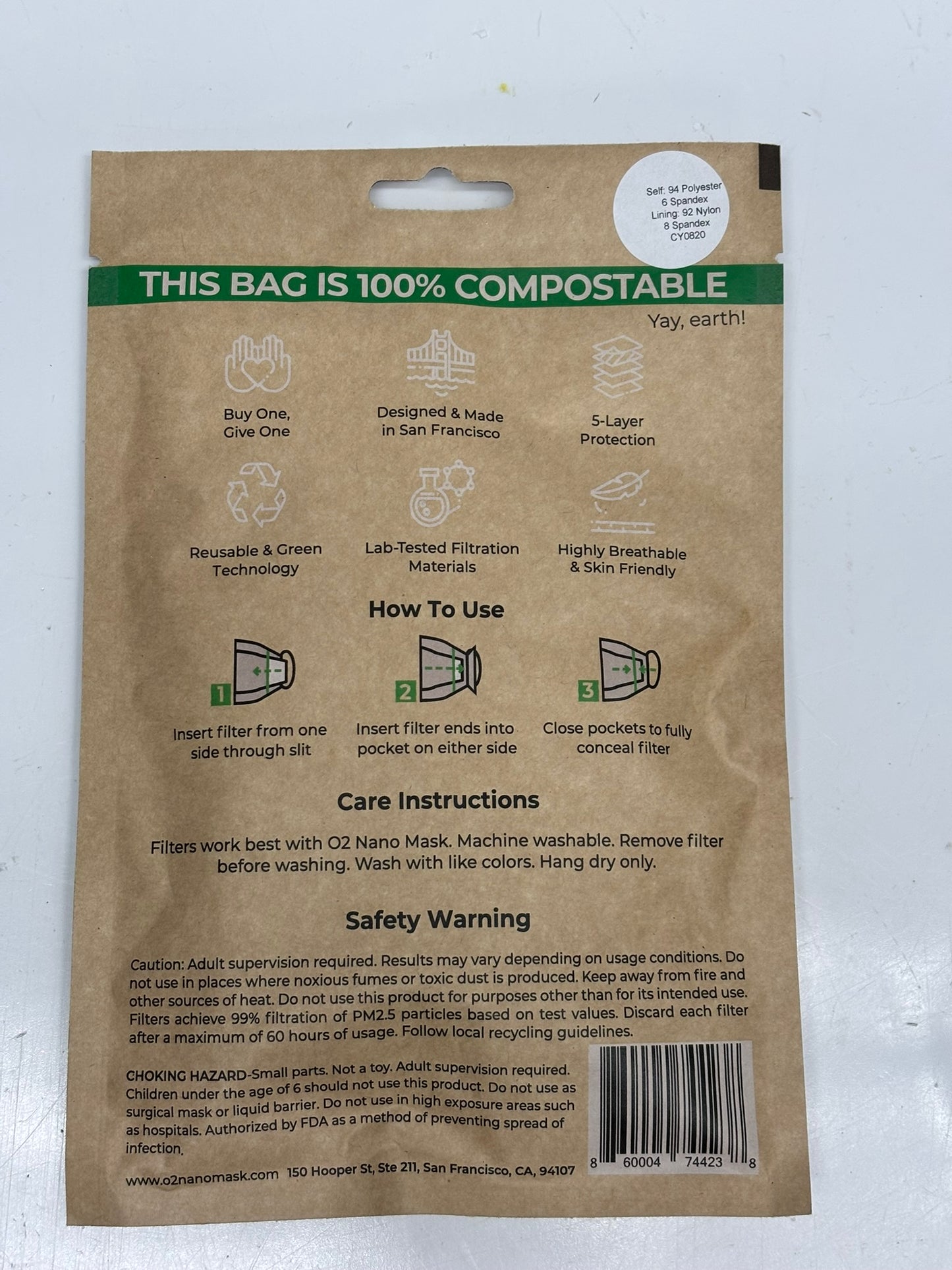 10-Pack Viaex Technologies 74423 O2 Nano Mask Mini, Black