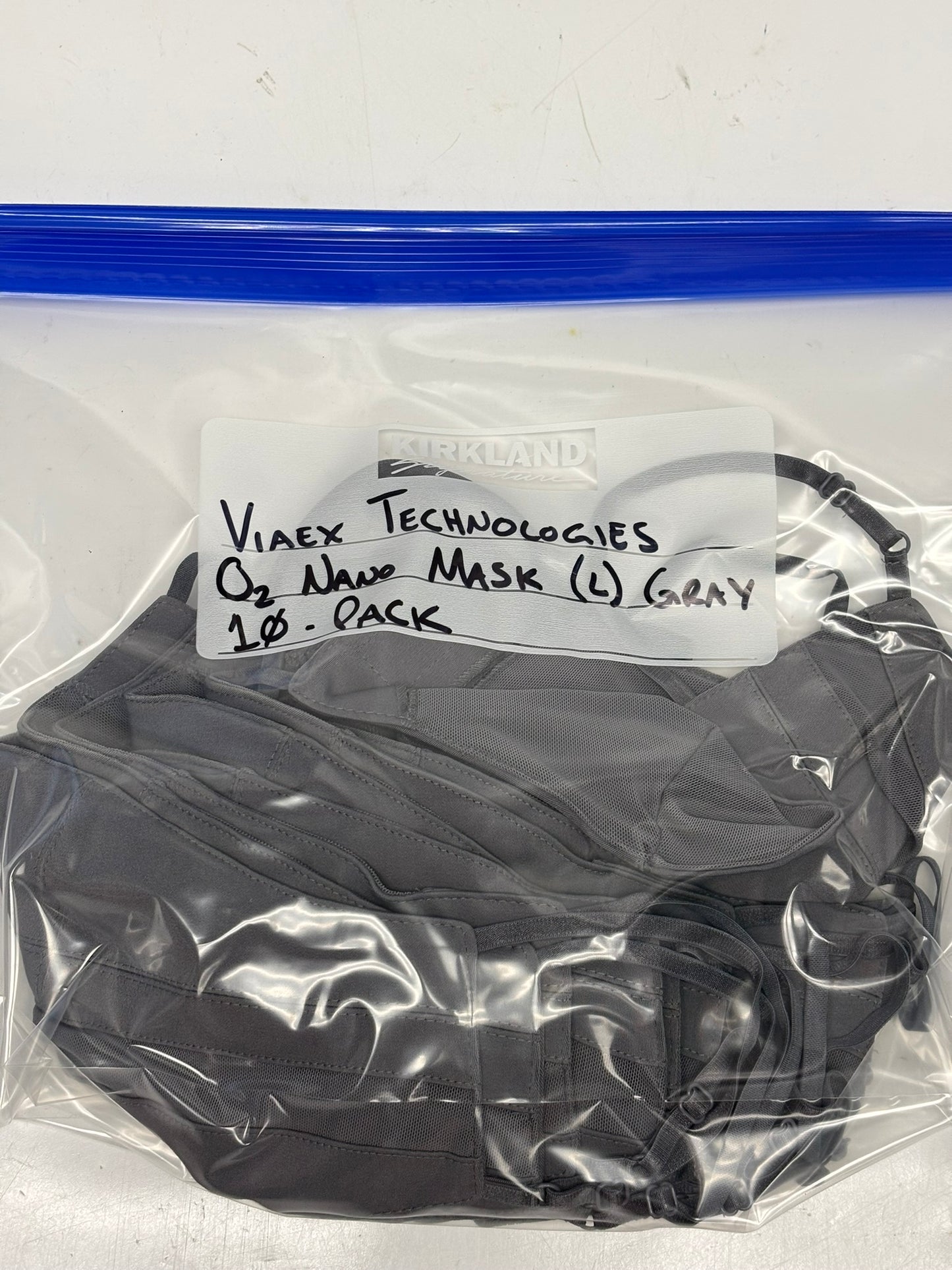 10-Pack Viaex Technologies 74420 O2 Nano Mask Adult Large (L), Gray
