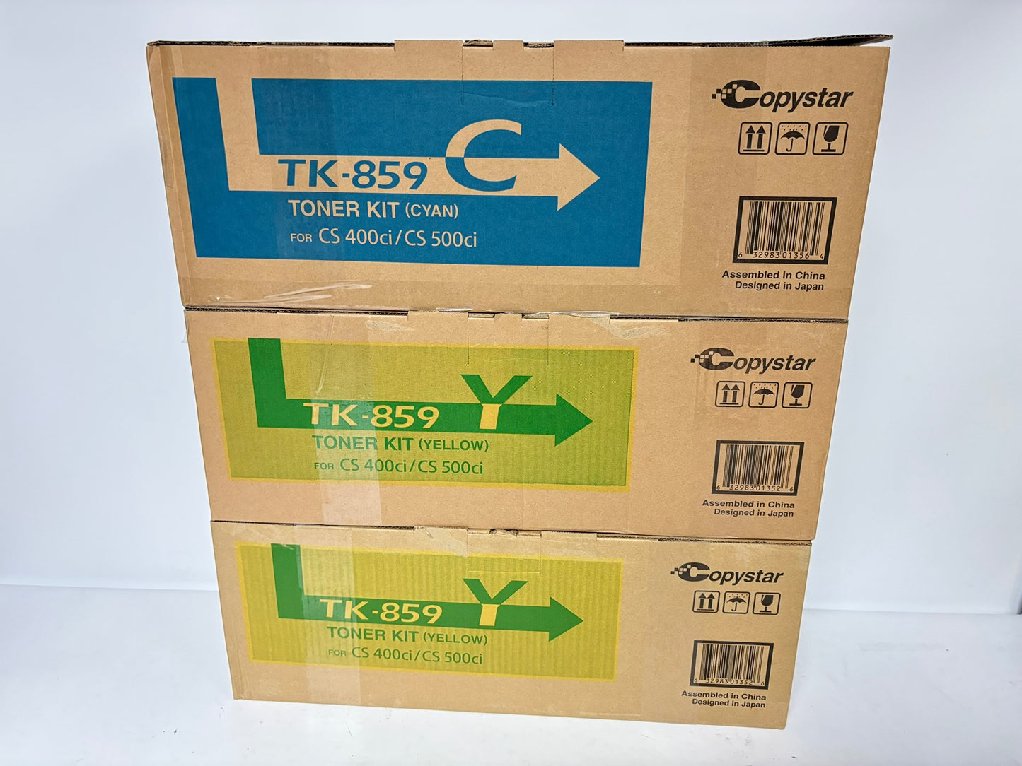 3 OEM Kyocera TASKalfa CS400ci,CS500ci,CS552ci TK-859 Cyan and Yellow Toners