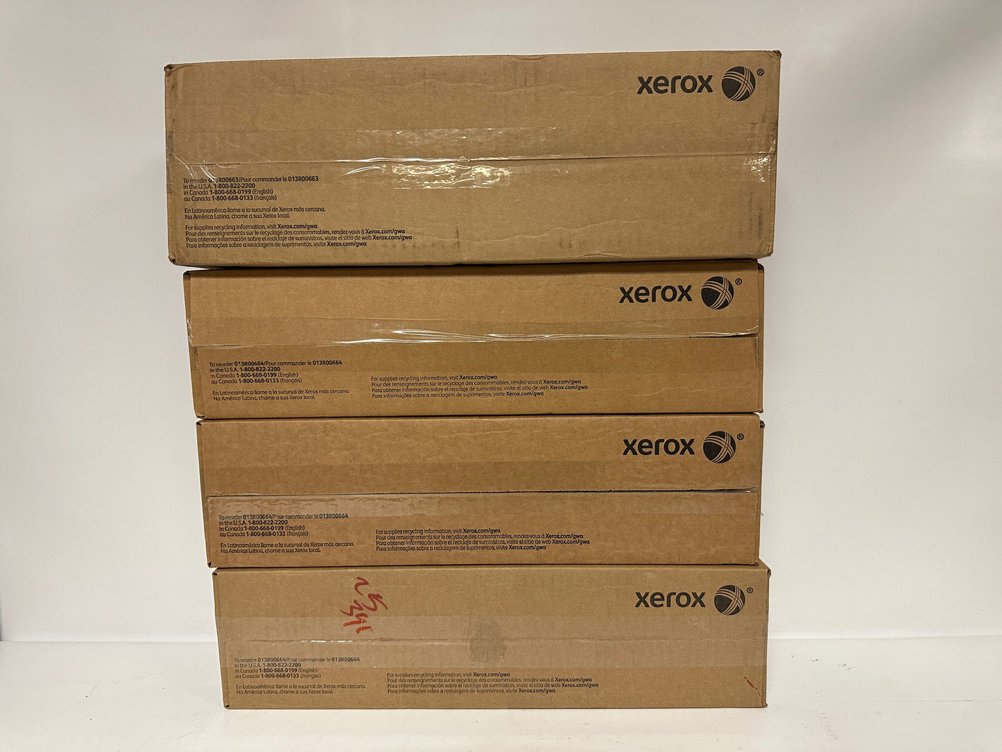 4 OEM Xerox C550,560,570,C60,C70 Drums 013R00663, 013R00664 (1 Black, 3 Color)