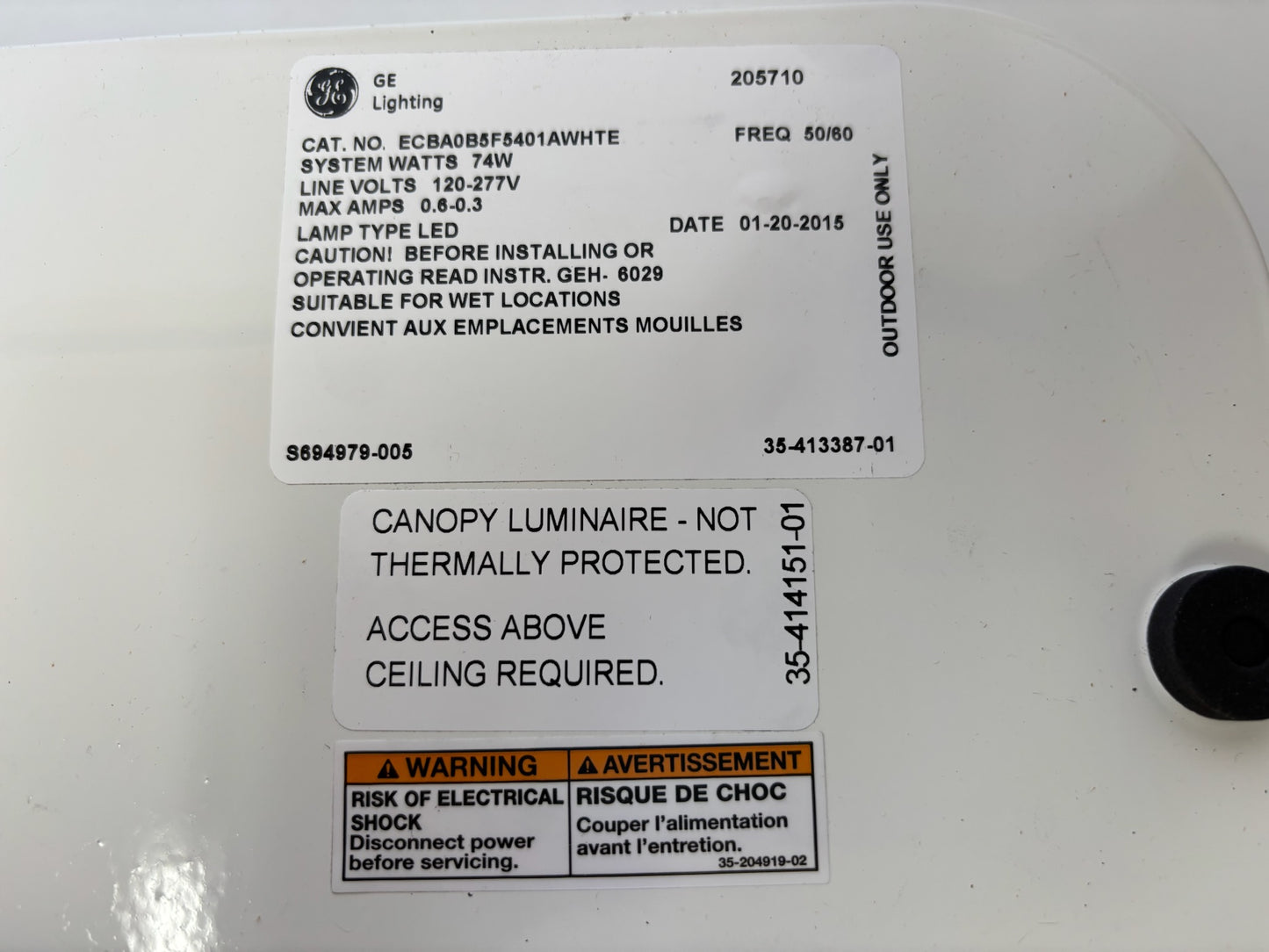 New GE Lighting ECBA0B5F5401AWHTE Evolve LED Canopy Light 74W 120-277V
