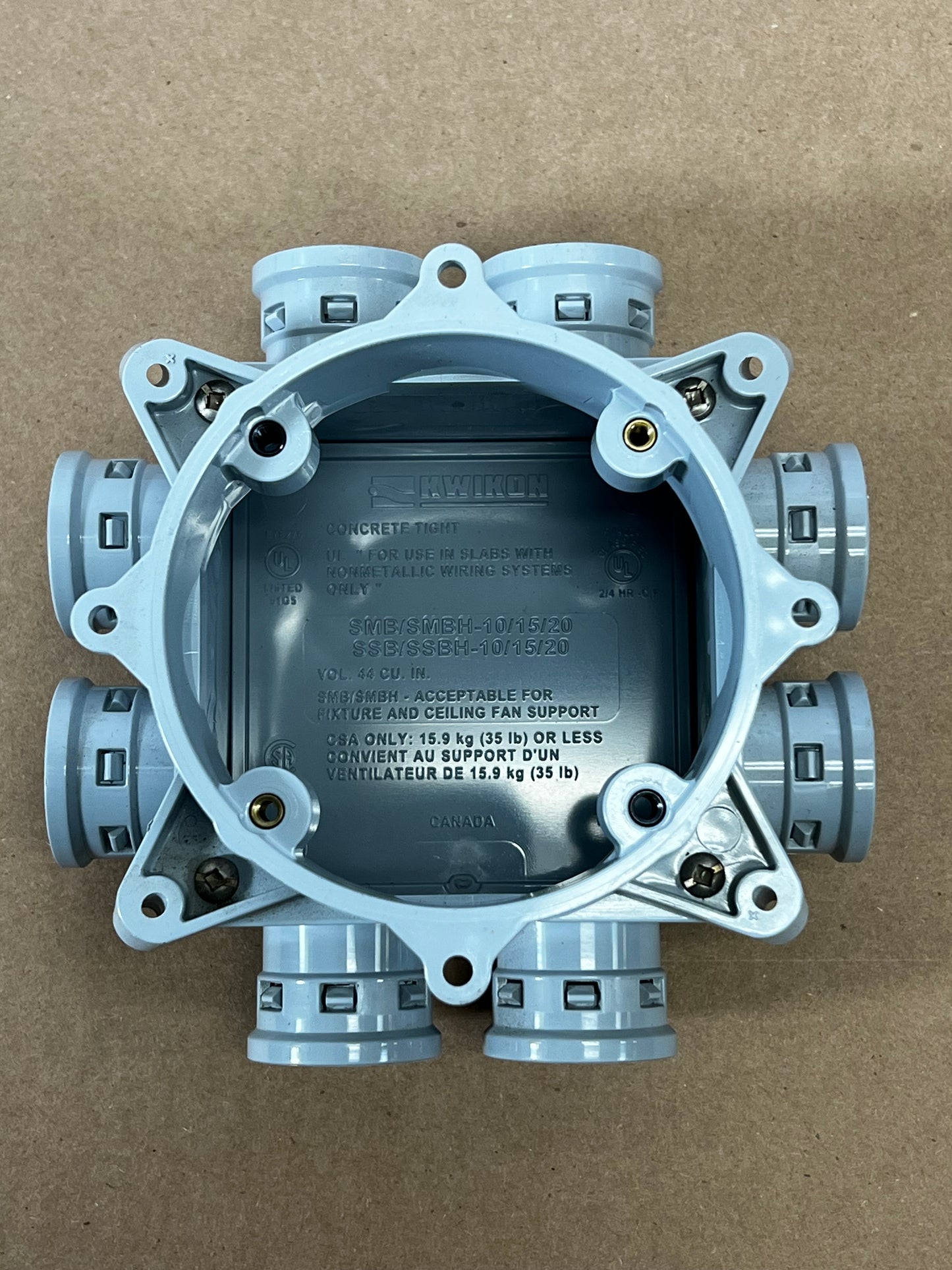 Pack of 5 Kwikon Concrete Tight 44 CU. IN. PVC Slab Box (089466) SMB-H-10/15/20