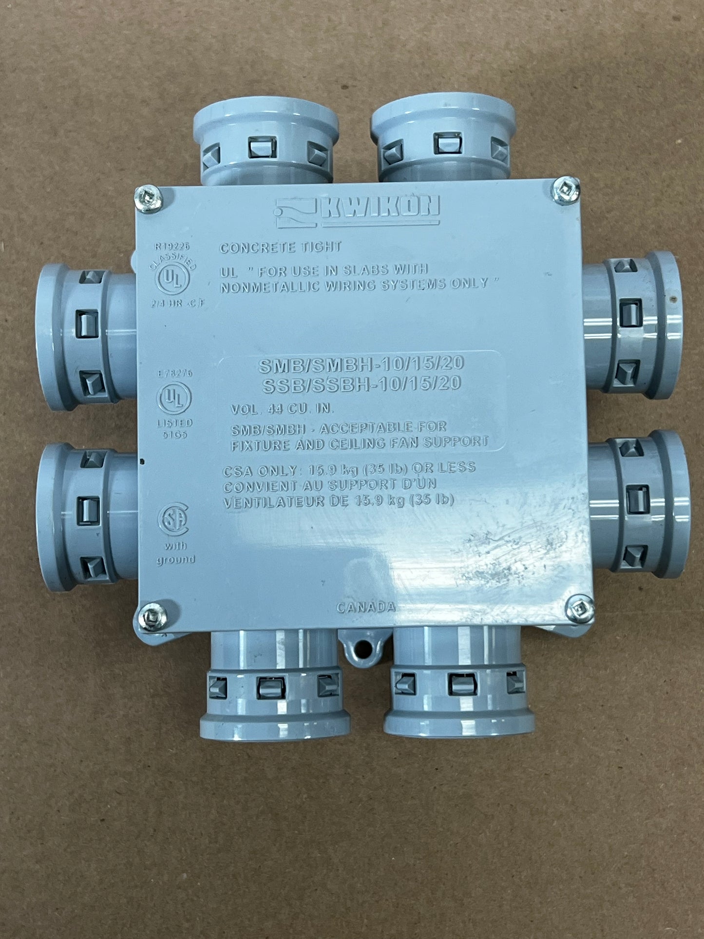 Pack of 5 Kwikon Concrete Tight 44 CU. IN. PVC Slab Box (089466) SMB-H-10/15/20