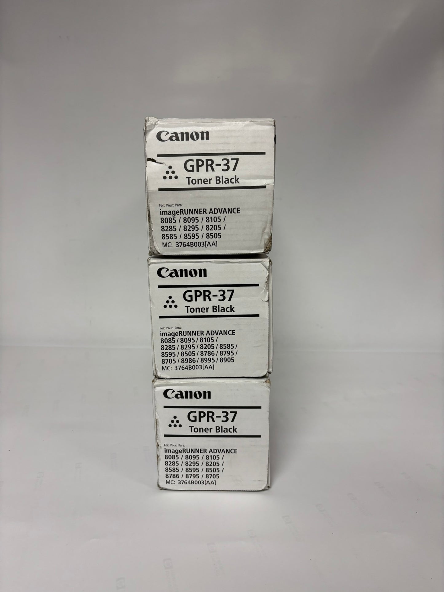 3 Cosmetic Genuine Canon iRA 8085,8095,8505,8285 Black Toners GPR-37, 3764B003AA