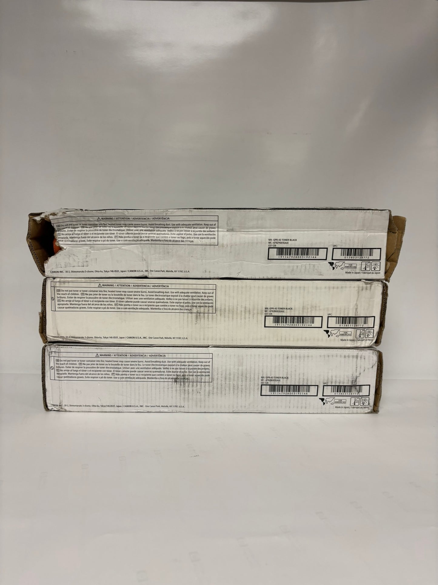 3 Cosmetic OEM Canon iRA 4025, 4035, 4225, 4235 Black Toners GPR-43, 4792B003