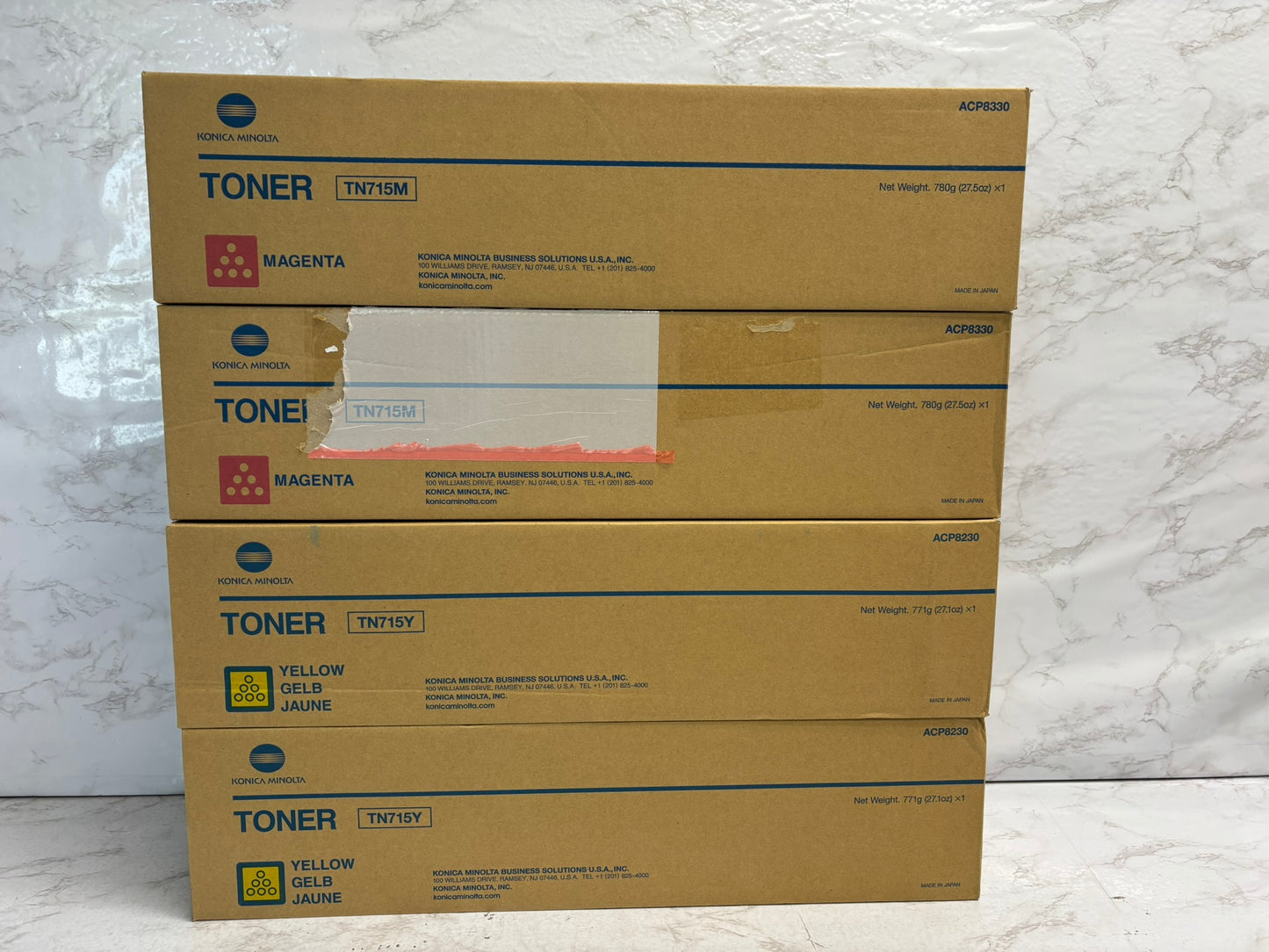 4 Genuine Konica Minolta bizhub C750i TN715M & TN715Y Toners ACP8230, ACP8330