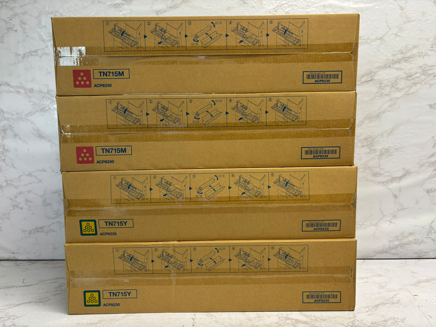 4 Genuine Konica Minolta bizhub C750i TN715M & TN715Y Toners ACP8230, ACP8330