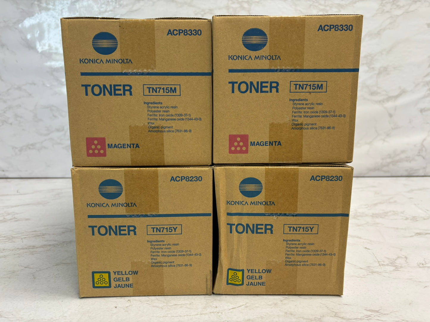 4 Genuine Konica Minolta bizhub C750i TN715M & TN715Y Toners ACP8230, ACP8330