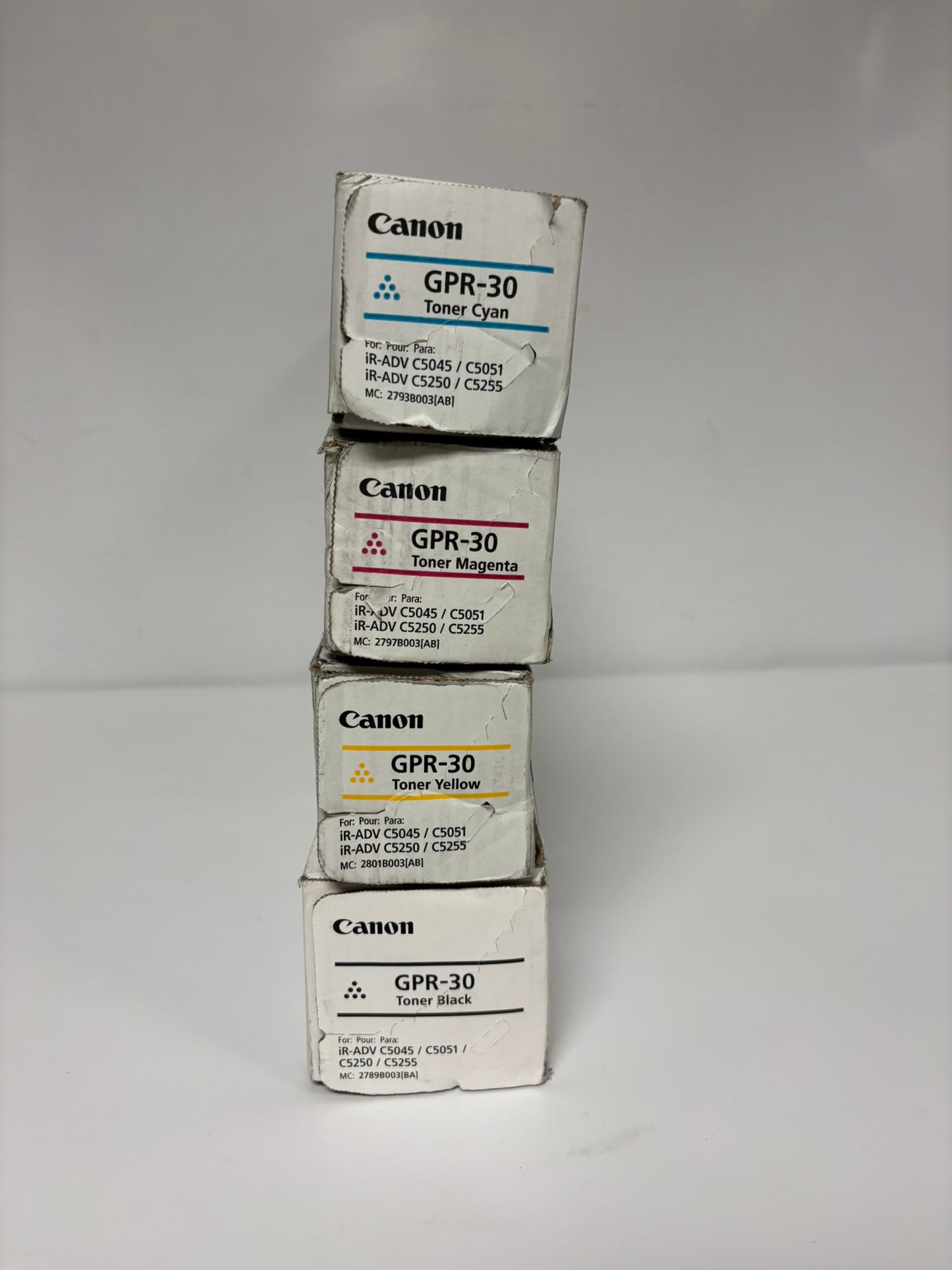 4 New Genuine Canon iR ADVANCE C5045,C5051,C5250,C5255 GPR-30 CMYK Toners