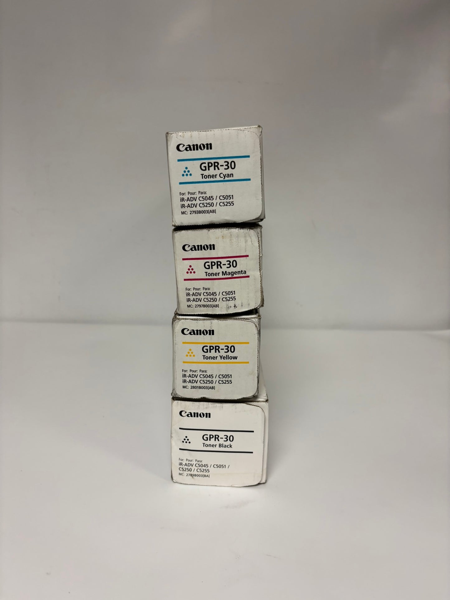 4 New Genuine Canon iR ADVANCE C5045,C5051,C5250,C5255 GPR-30 CMYK Toners
