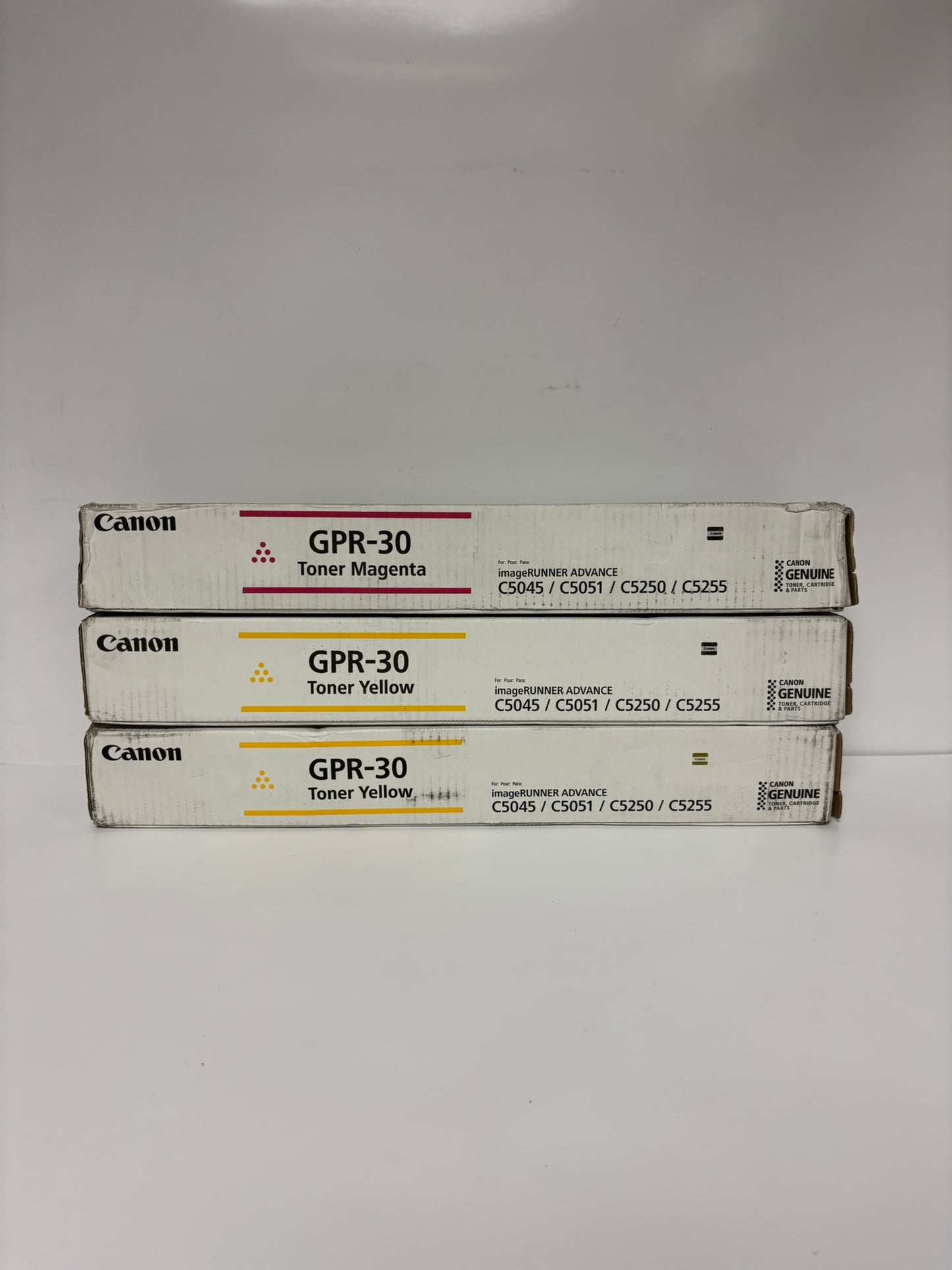 3 Genuine Canon iR ADVANCE C5045,C5051,C5250,C5255 GPR-30M & GPR-30Y Toners