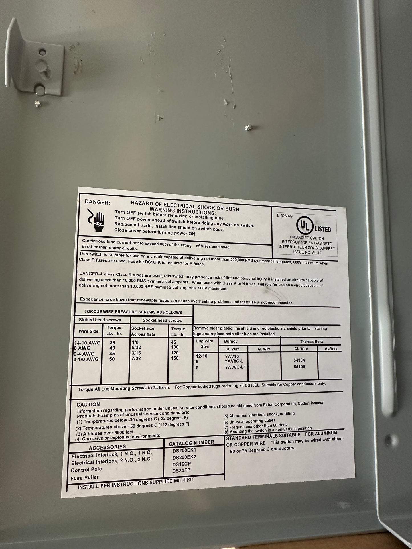 Eaton DH361FRK 30A 600V Heavy Duty Safety Switch 3 Pole