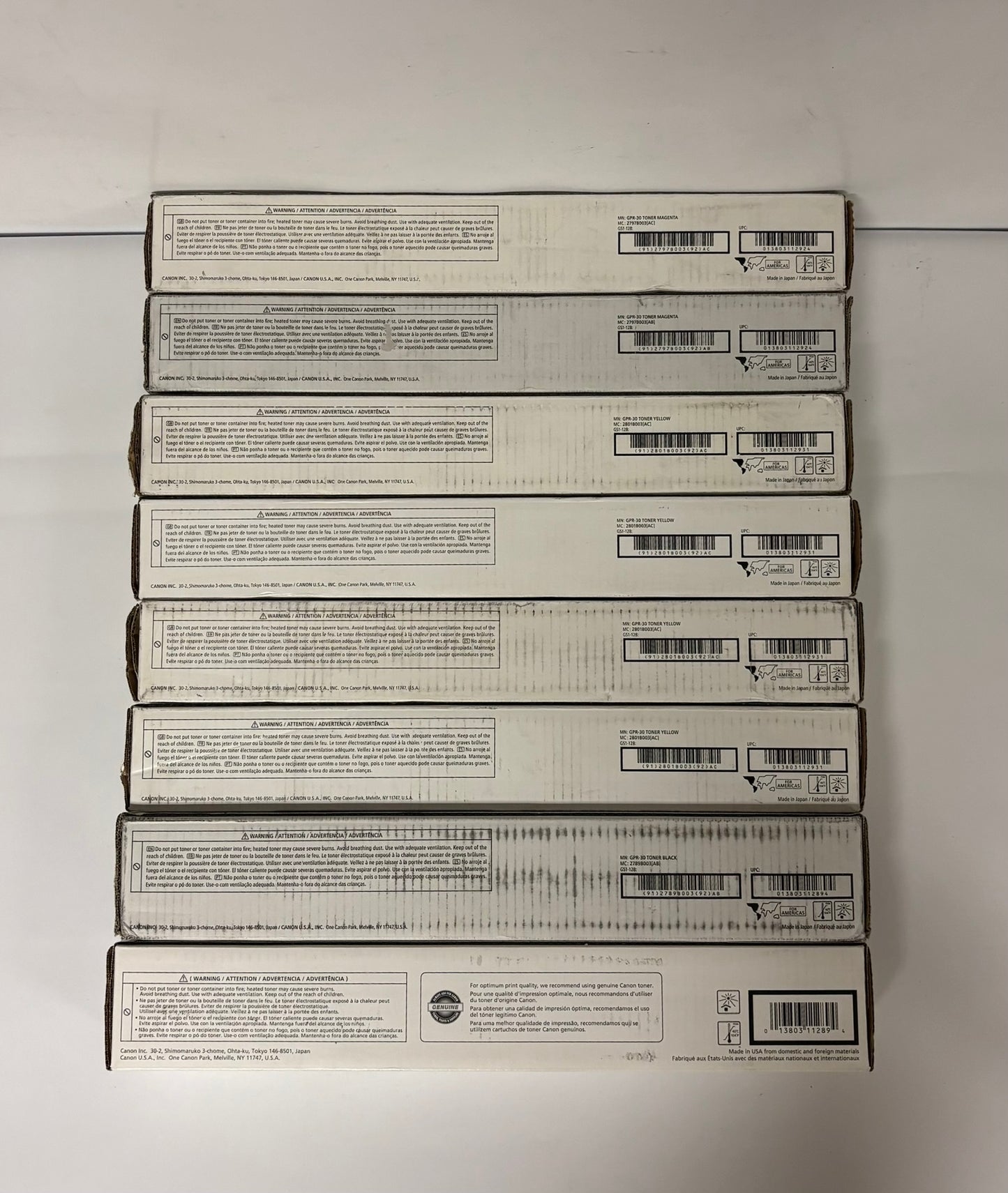 8 Genuine Canon iR ADVANCE C5045,C5051,C5250,C5255 GPR-30 MYK Toners (No Cyan)