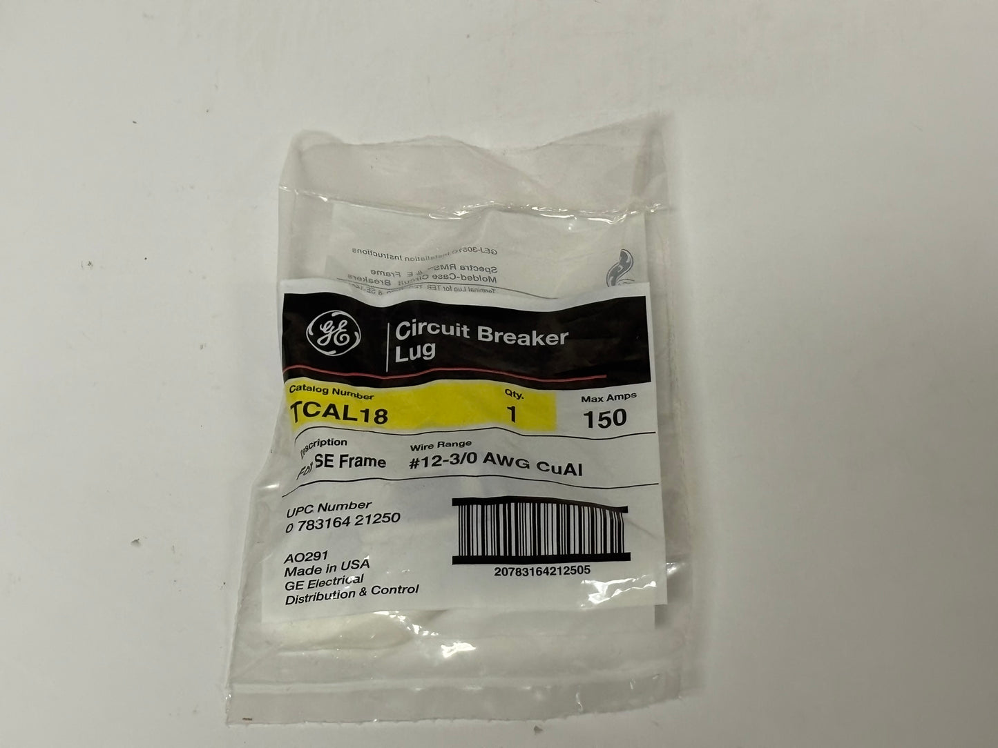 45 PK GE Circuit Breaker Lug TCAL18, Max 150 AMP #12-3/0 AWG Cu AI, For SE Frame