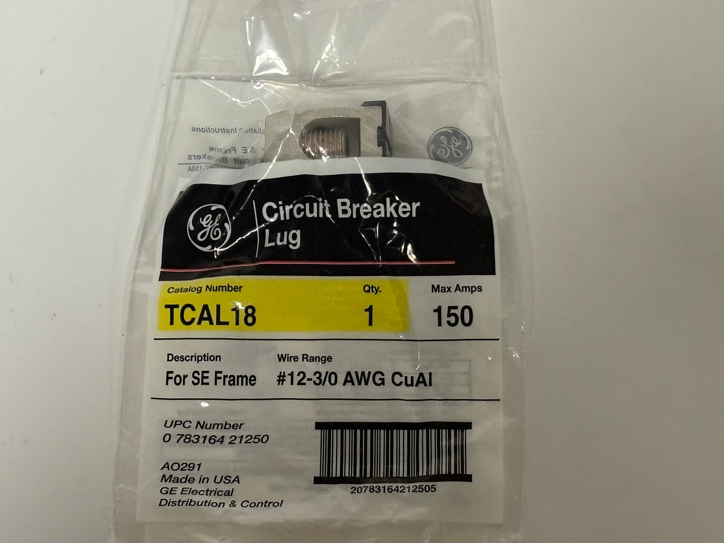 45 PK GE Circuit Breaker Lug TCAL18, Max 150 AMP #12-3/0 AWG Cu AI, For SE Frame