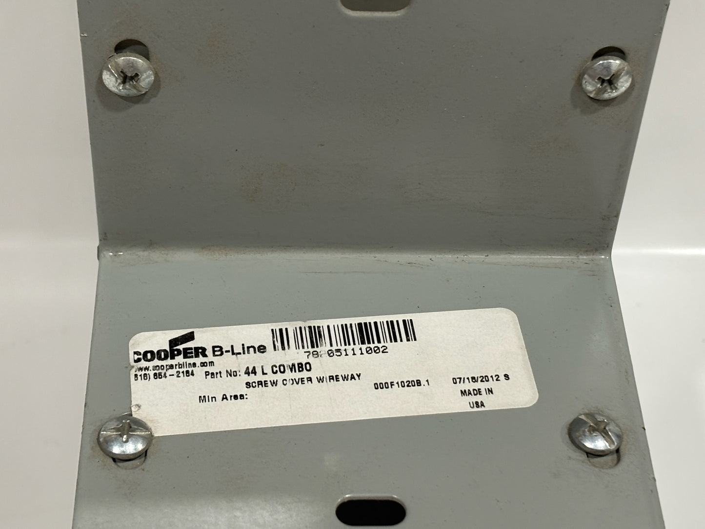 Cooper B-Line 44L Screw Cover Wireway Elbow 4x4 – 90° Bend, Steel, Gray