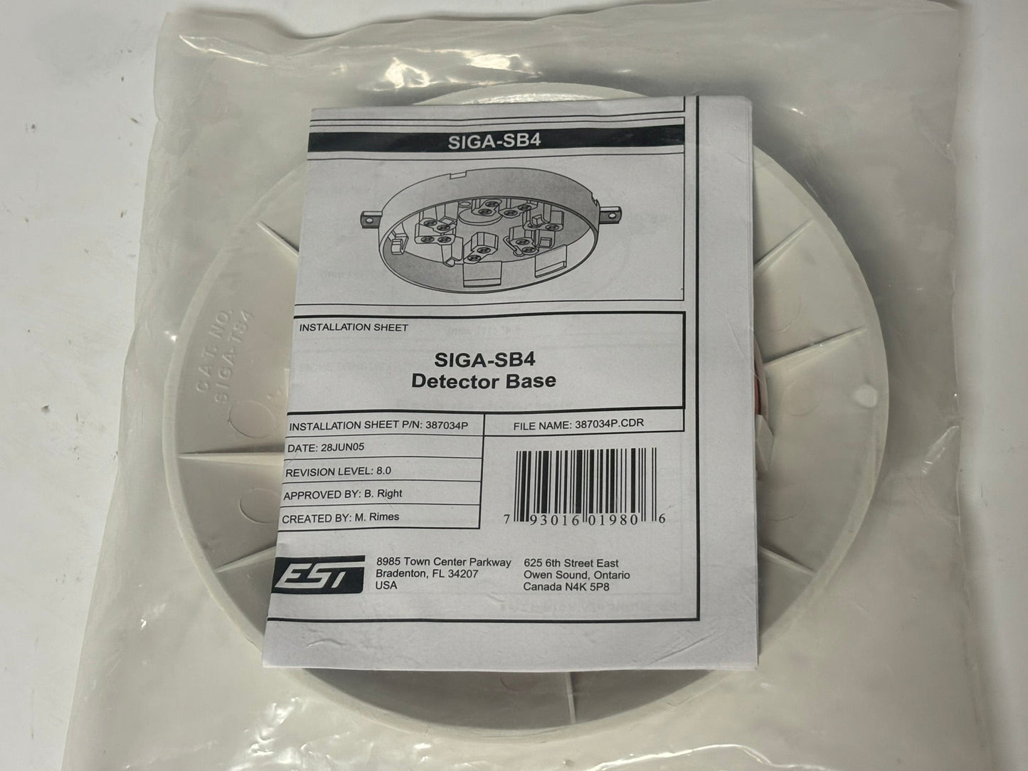 7 PK Edwards EST 4 Inch SIGA-SB4 Smoke Detector / Thermostat Base