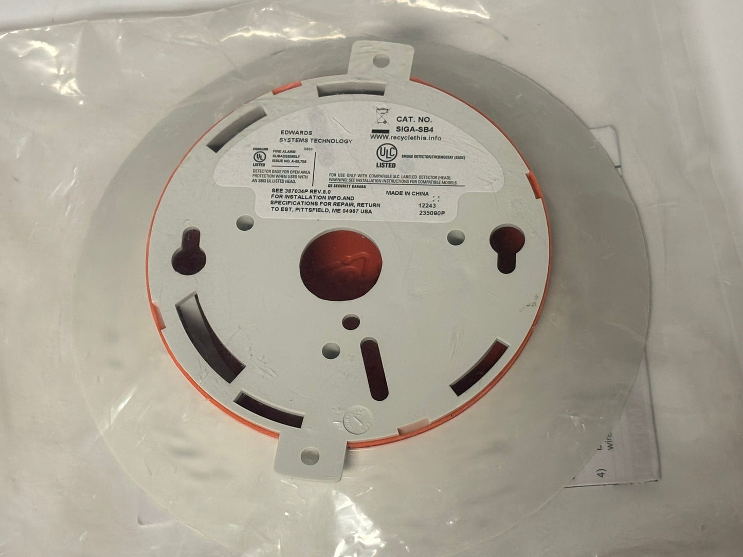 7 PK Edwards EST 4 Inch SIGA-SB4 Smoke Detector / Thermostat Base