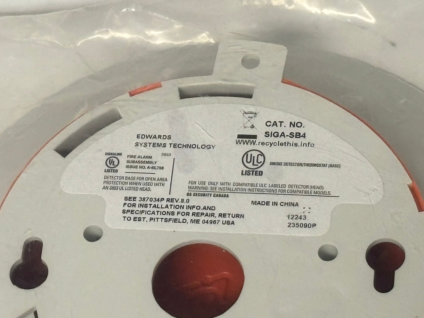 7 PK Edwards EST 4 Inch SIGA-SB4 Smoke Detector / Thermostat Base