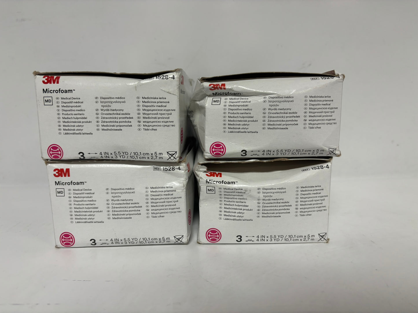 4 New 3M Micro Foam Water Resistant Medical Tape 1528-4 ( 4 x 5 1/2 yd ) EXP: 2026-07