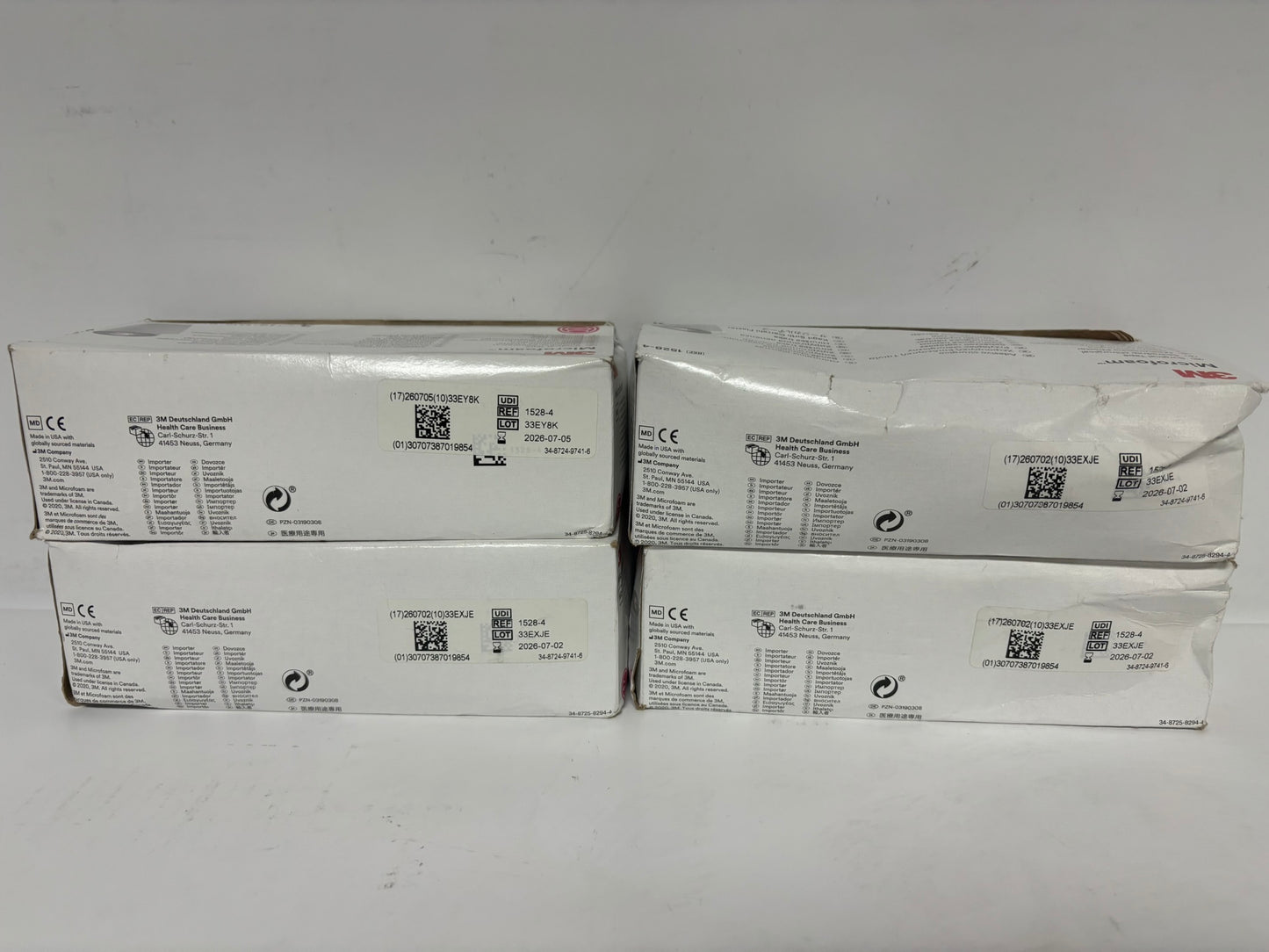 4 New 3M Micro Foam Water Resistant Medical Tape 1528-4 ( 4 x 5 1/2 yd ) EXP: 2026-07