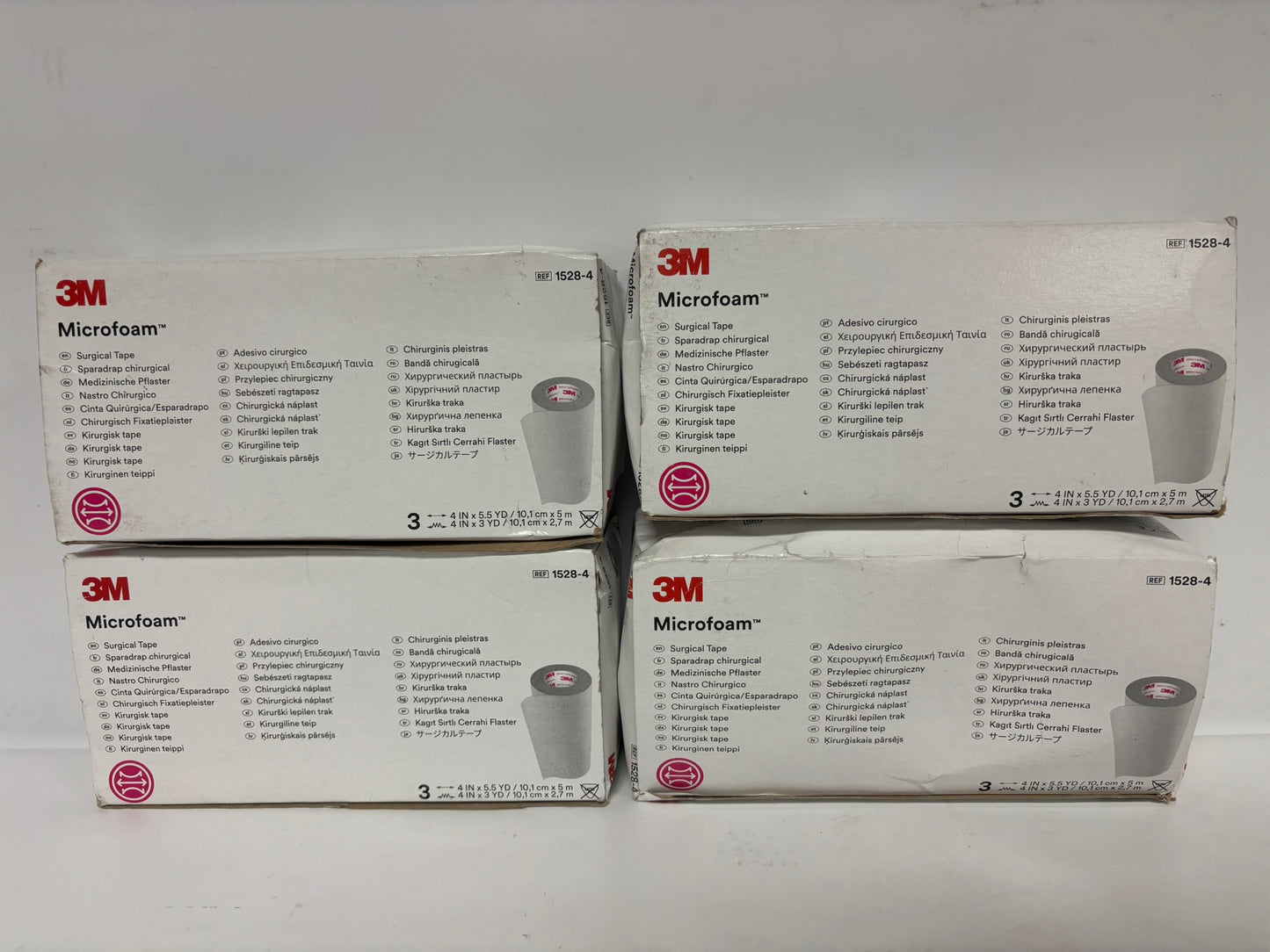 4 New 3M Micro Foam Water Resistant Medical Tape 1528-4 ( 4 x 5 1/2 yd ) EXP: 2026-07
