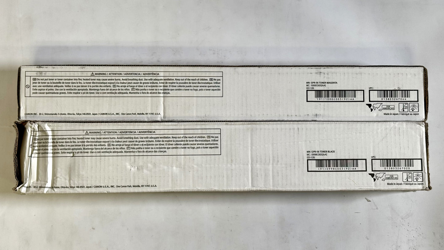 2 OEM Canon IR C7565,C7570,C7580,C7765,C7770 GPR-56M, GPR-56K MK Toners