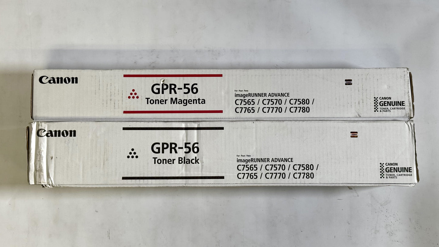 2 OEM Canon IR C7565,C7570,C7580,C7765,C7770 GPR-56M, GPR-56K MK Toners