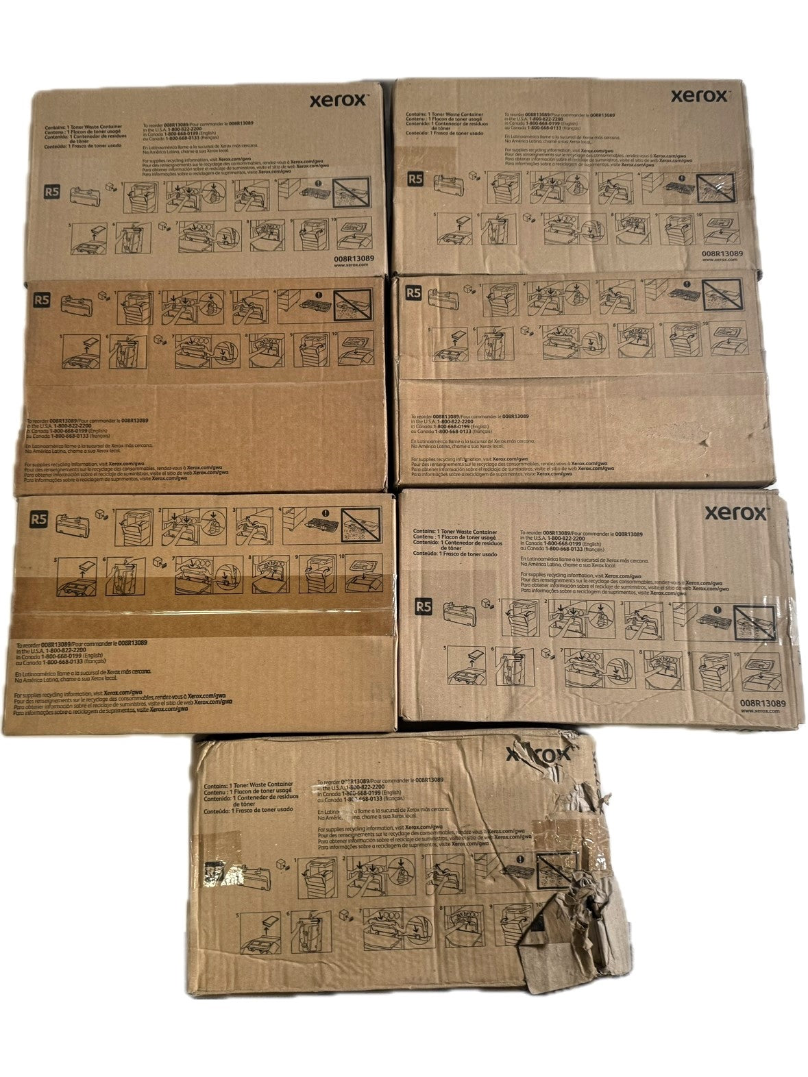 7 OEM Xerox WorkCentre 7120, 7125, 7220, 7225 Waste Toner Containers 008R13089