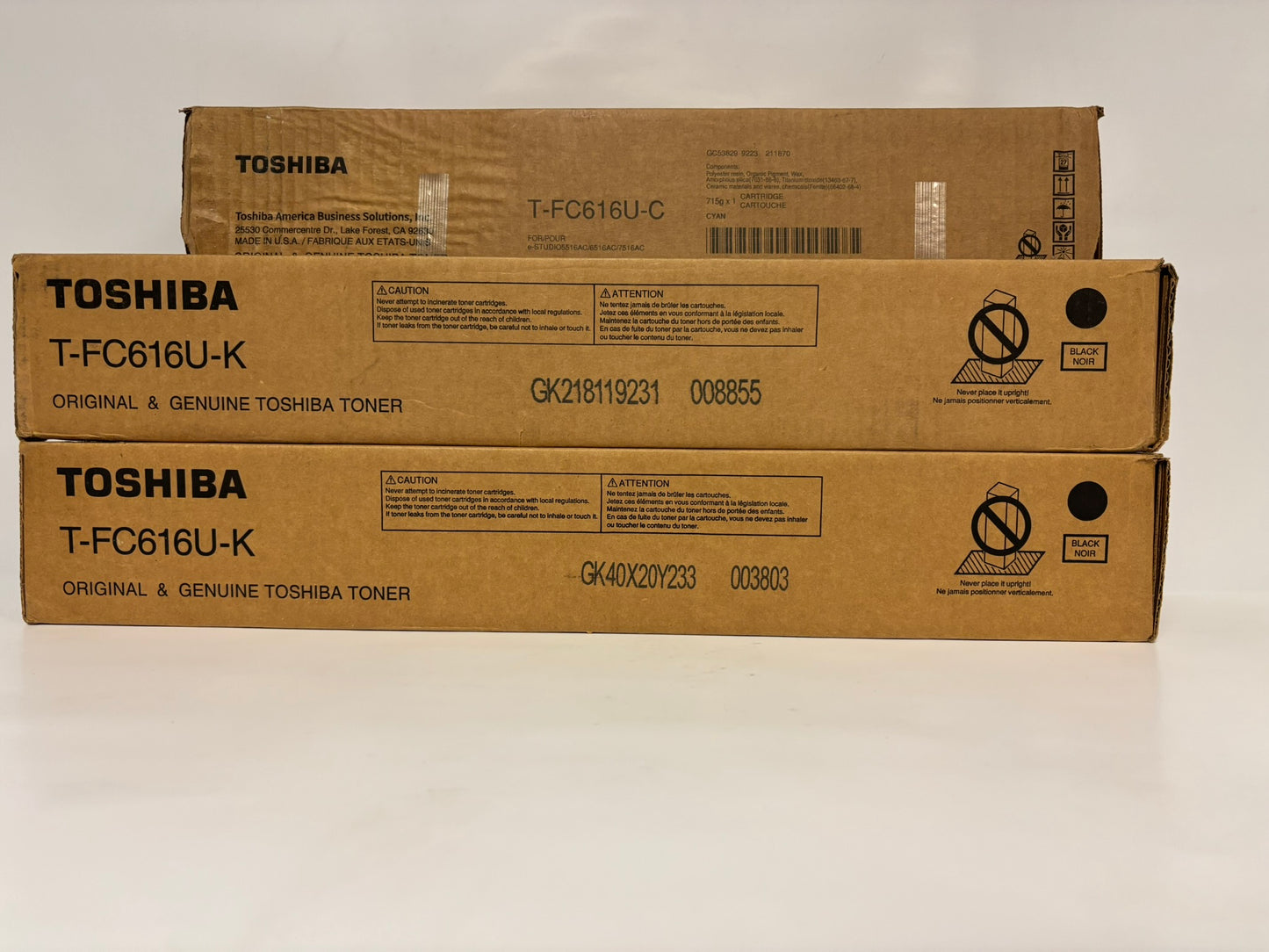 3 OEM Toshiba eSTUDIO 5516AC,6516AC,7516AC T-FC616U-CKK Toners(Water Damage Box)