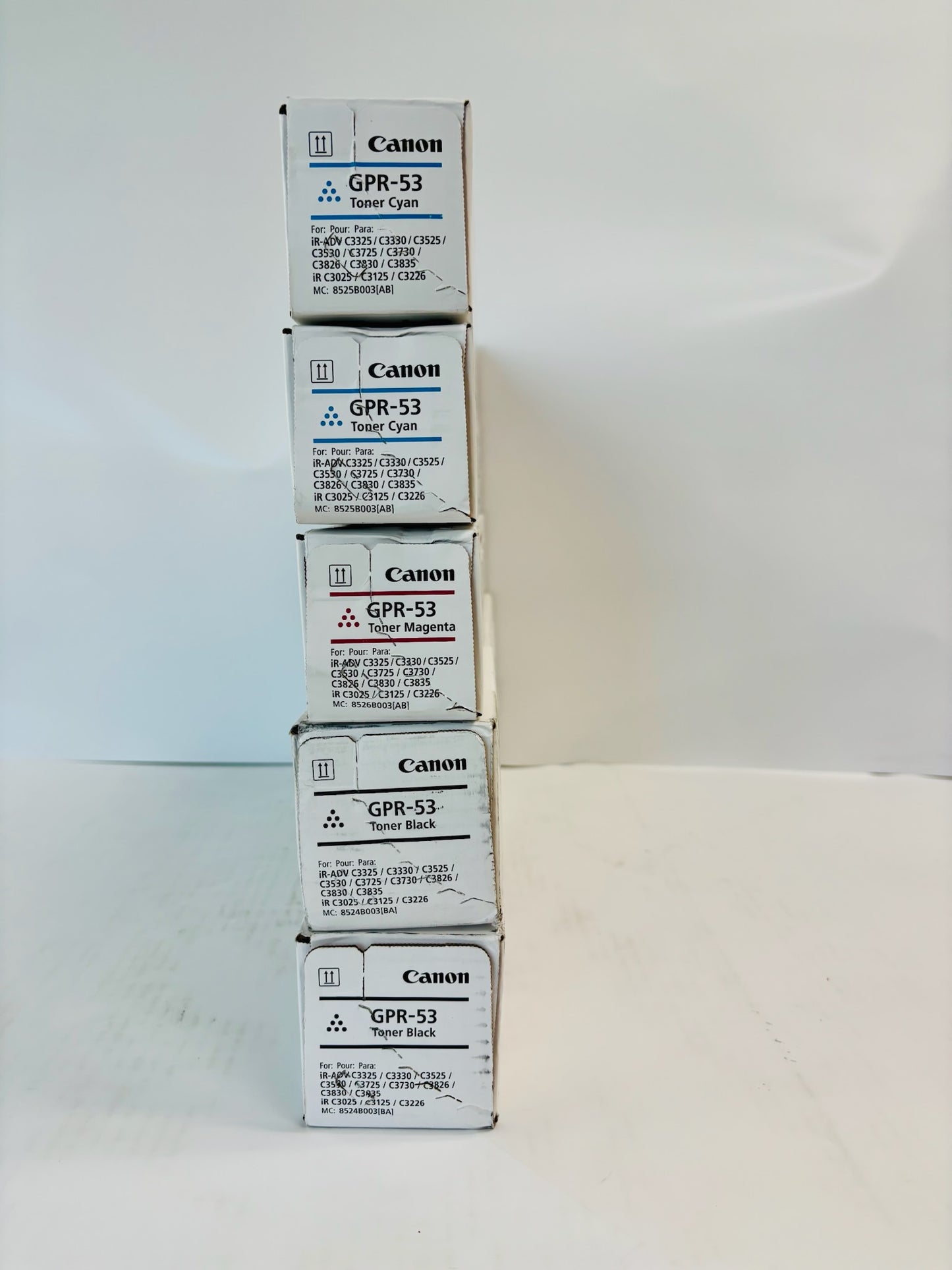 5 Genuine Canon iR Adv. C3325,C3330,C3525 Cyan,Magenta,& Black Toner GPR-53 CCMKK