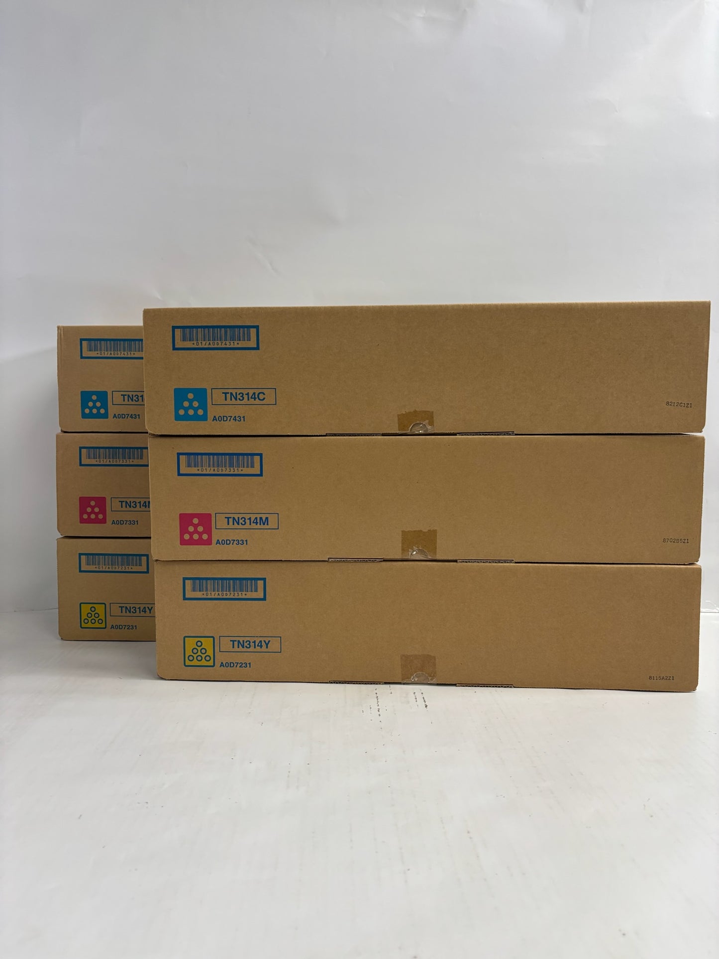 6 New Genuine Konica bizhub C353, C353P CCMMYY Toners TN314 (No Black)
