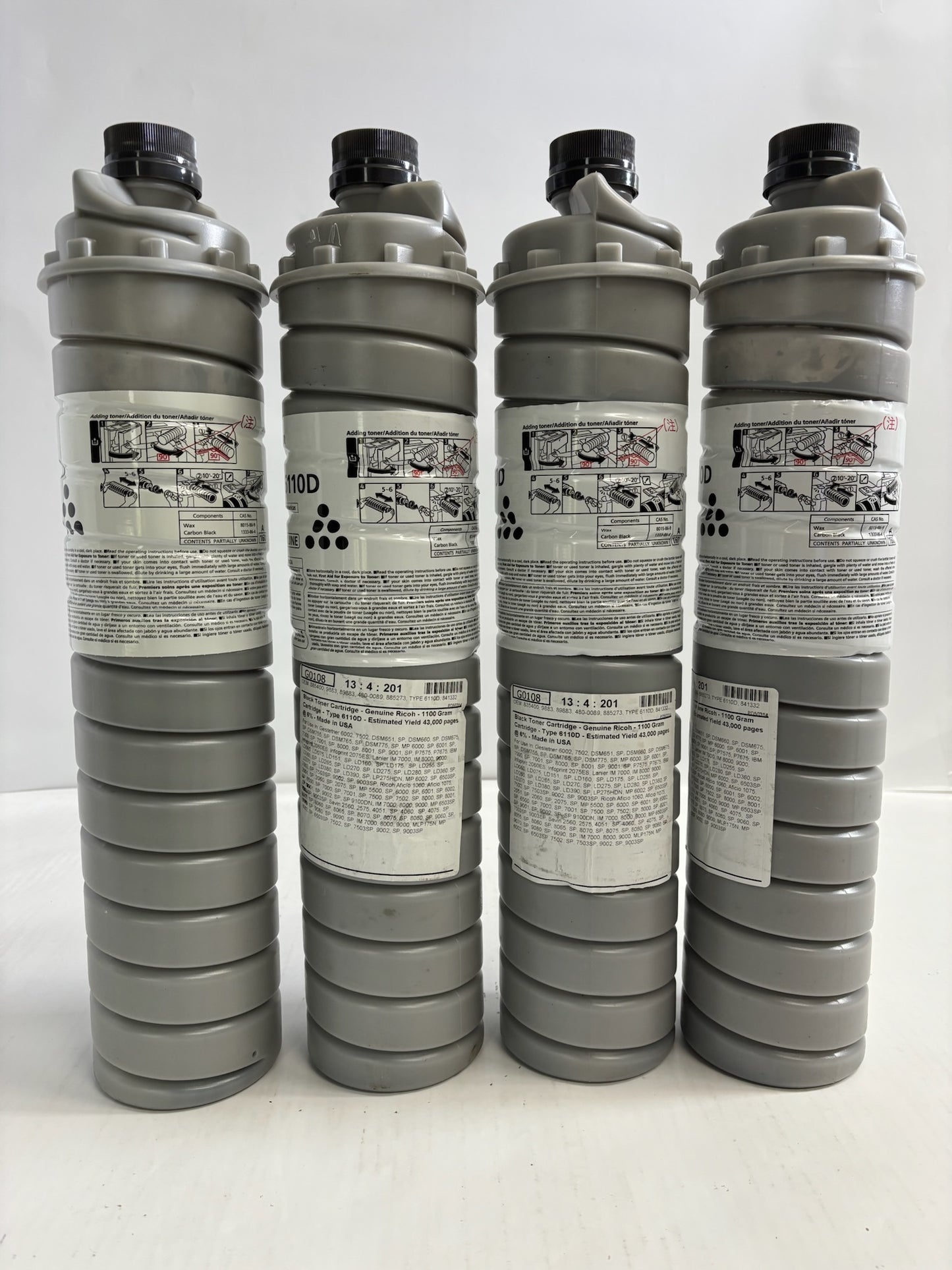 4 New Genuine Ricoh Aficio 1060,1075,2051,2075 Type 6110D Black Toners 841332