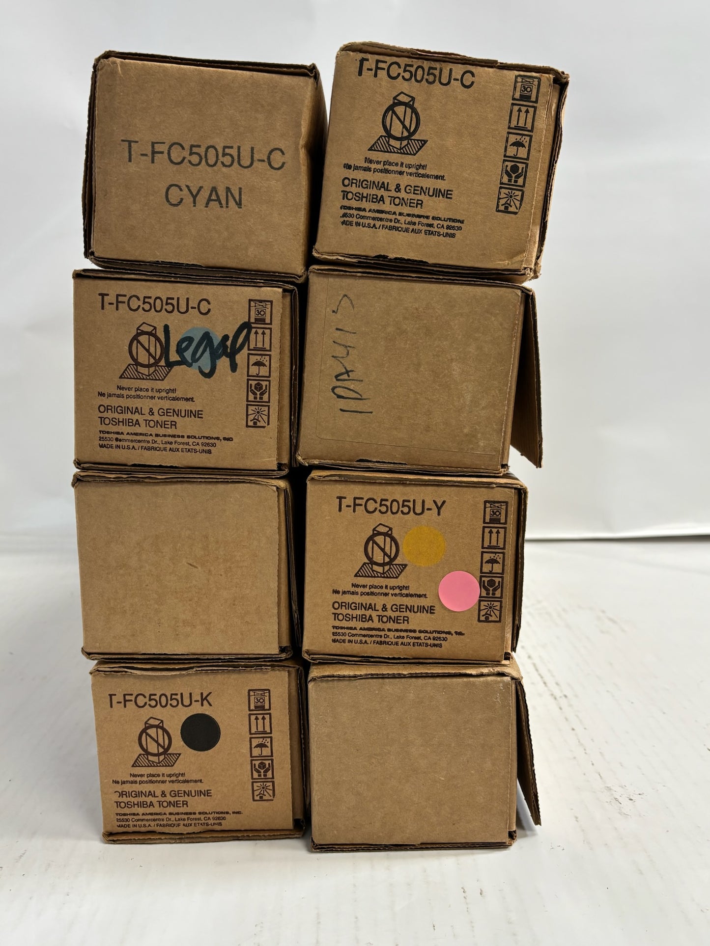 8 OEM Toshiba E2505AC,3005AC CCCMYYKK Toners T-FC505U (Mag/Blk: open with tab)