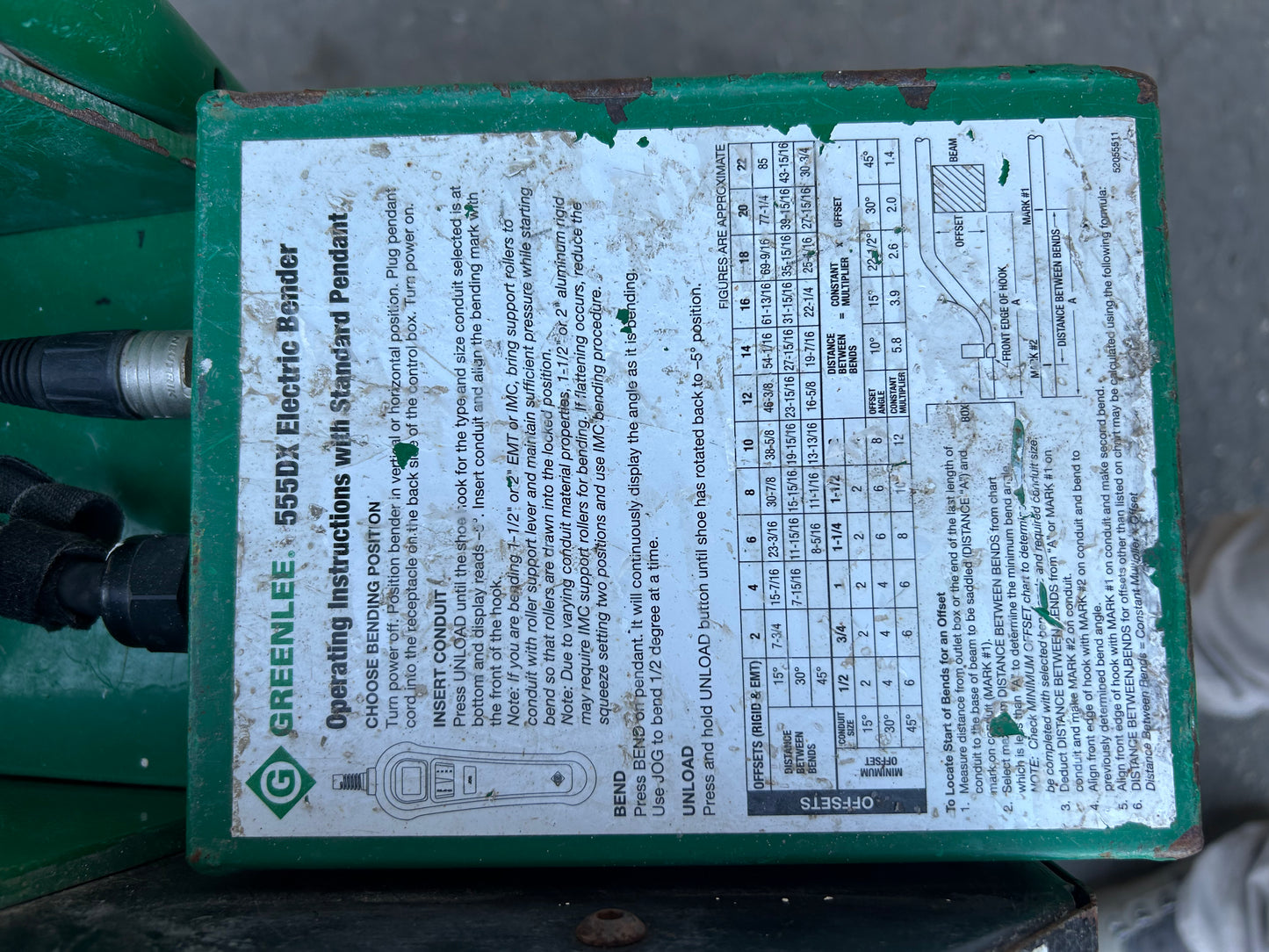 GREENLEE 555DX Electric Bender Assembly 1/2"-2" Rigid IMC EMT & PVC Coated Rigid