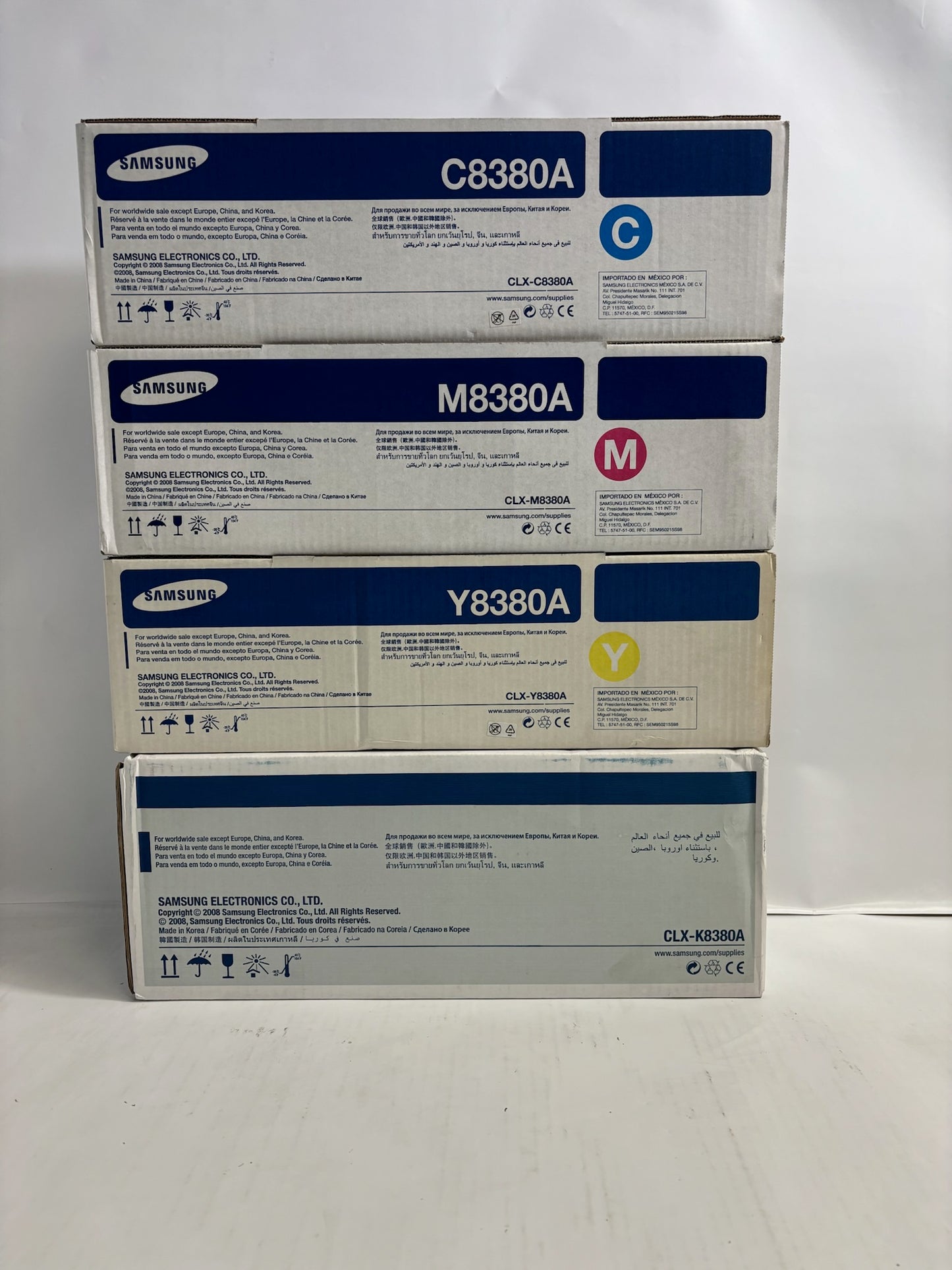 4 New Genuine Samsung MultiXpress C8380 CMYK Toner Cartridges CLX-8380ND