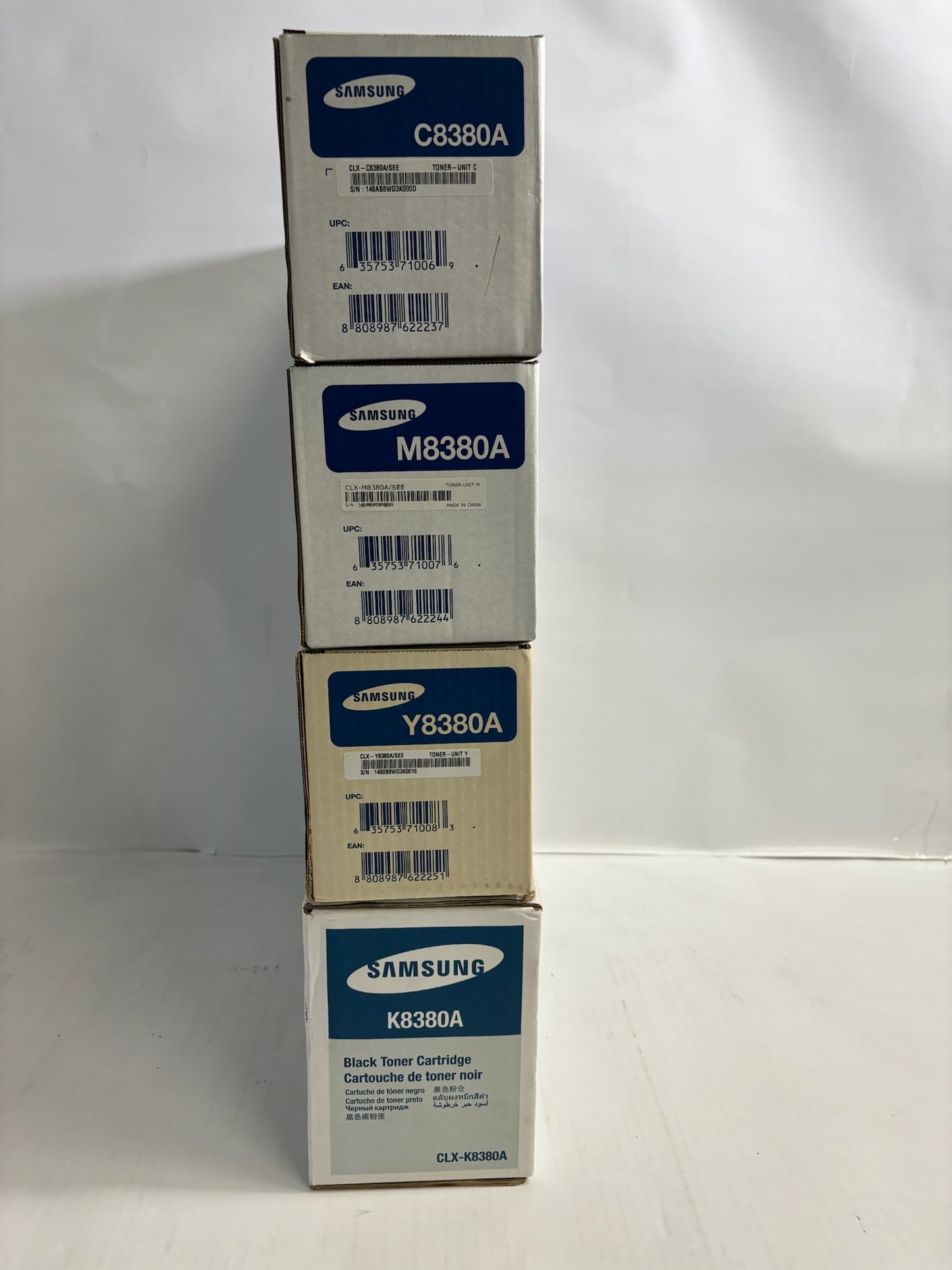 4 New Genuine Samsung MultiXpress C8380 CMYK Toner Cartridges CLX-8380ND