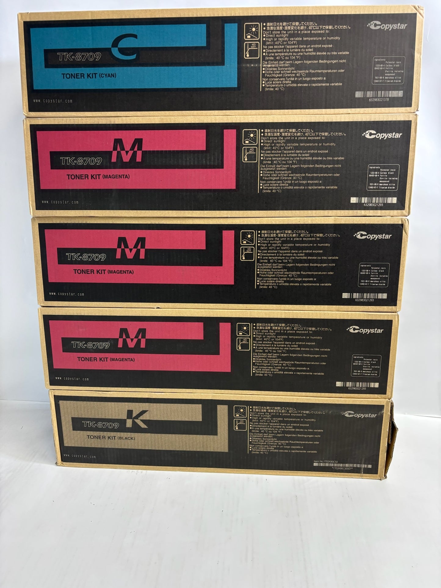 5 New Genuine Kyocera TASKalfa 6550ci,6551ci, CMMMK Toners TK-8709(No Yellow)