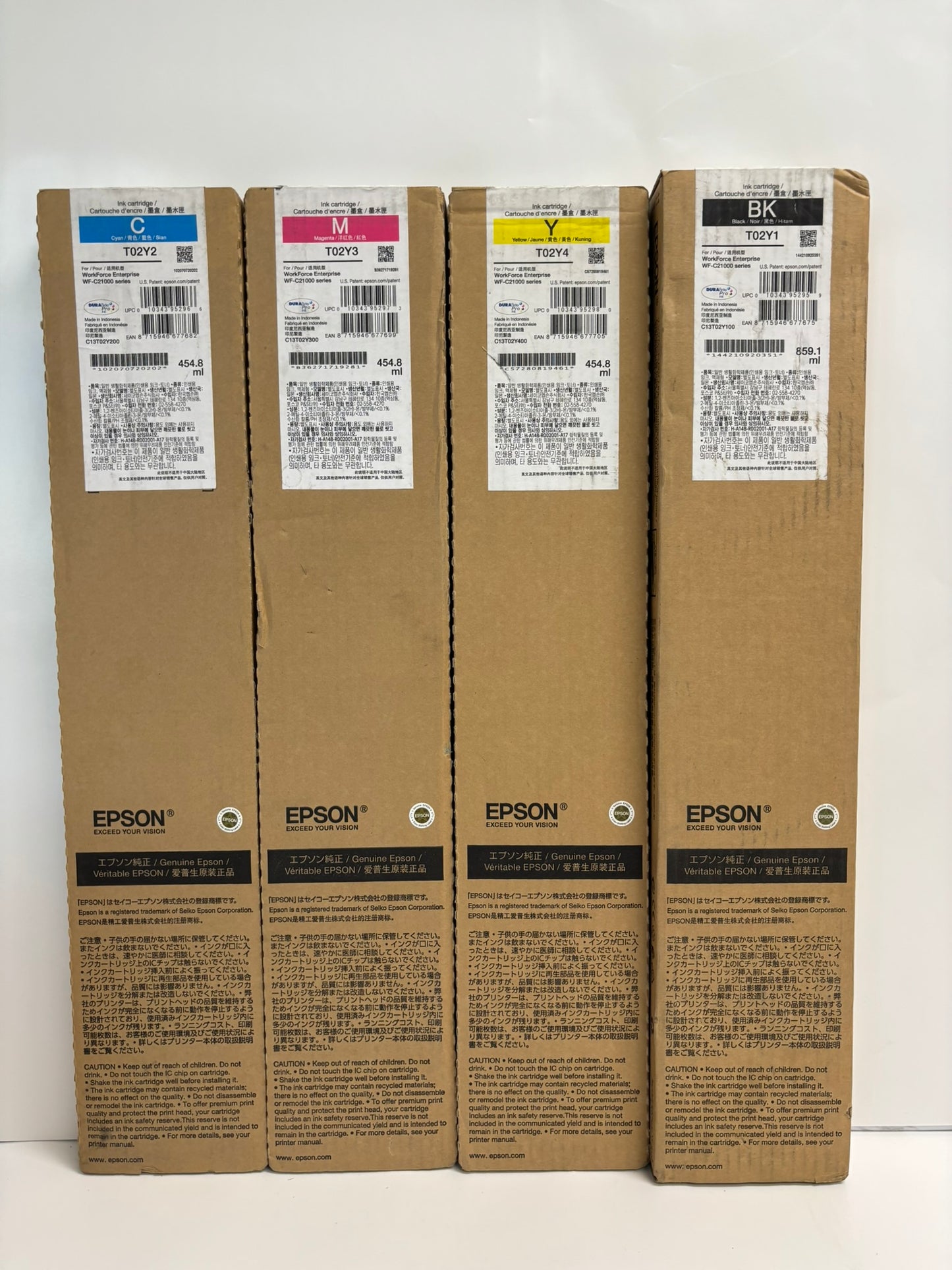 4 OEM Epson WF-C21000 CMYK Inks T02Y1,T02Y2,T02Y3,T02Y4 EXP: 2022-2023