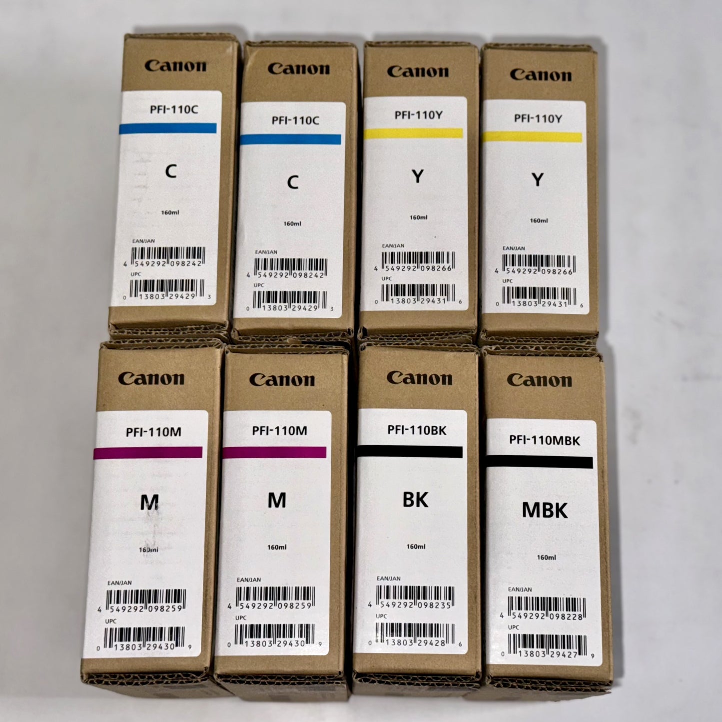 8 OEM Canon iP TX2000,TX3100,TX4100 PFI-110C,C,M,M,Y,Y,BK,MBK Ink Tanks (2023)