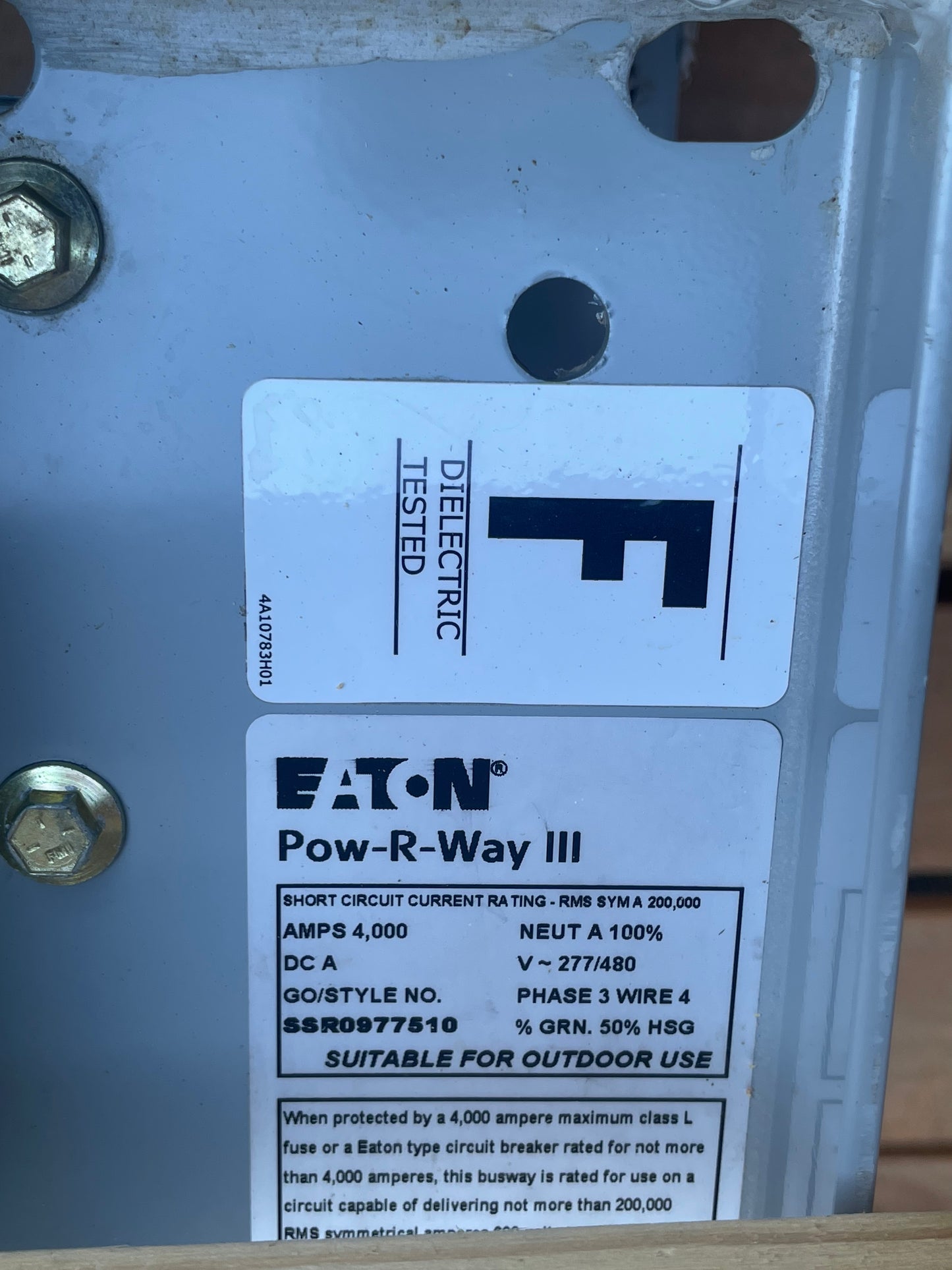 EATON Bus Duct Busway 4000 AMP Pow-R-Way III Entry Point