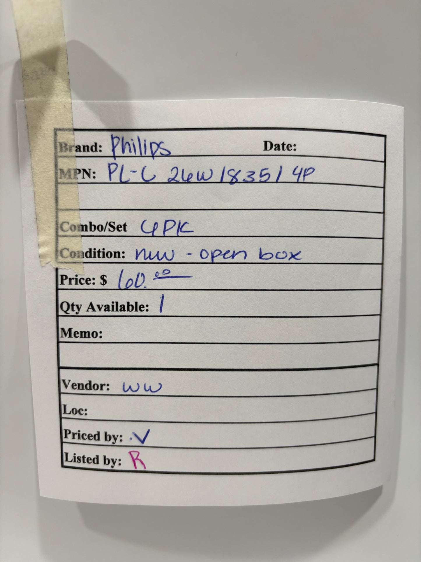 6 PK Philips PL-C 26W/835/4P Flourescent Lamp Double Tube 4 Pin Base