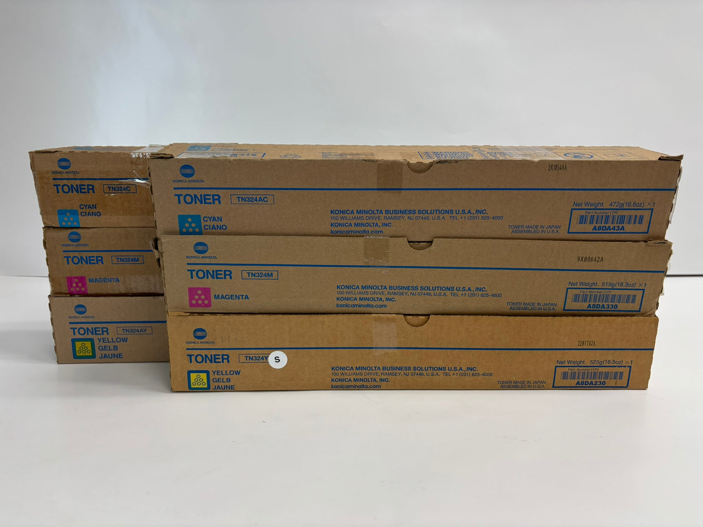 6 New OEM Konica Minolta Bizhub C258,C308,C368 TN324 CCMMYY Toners