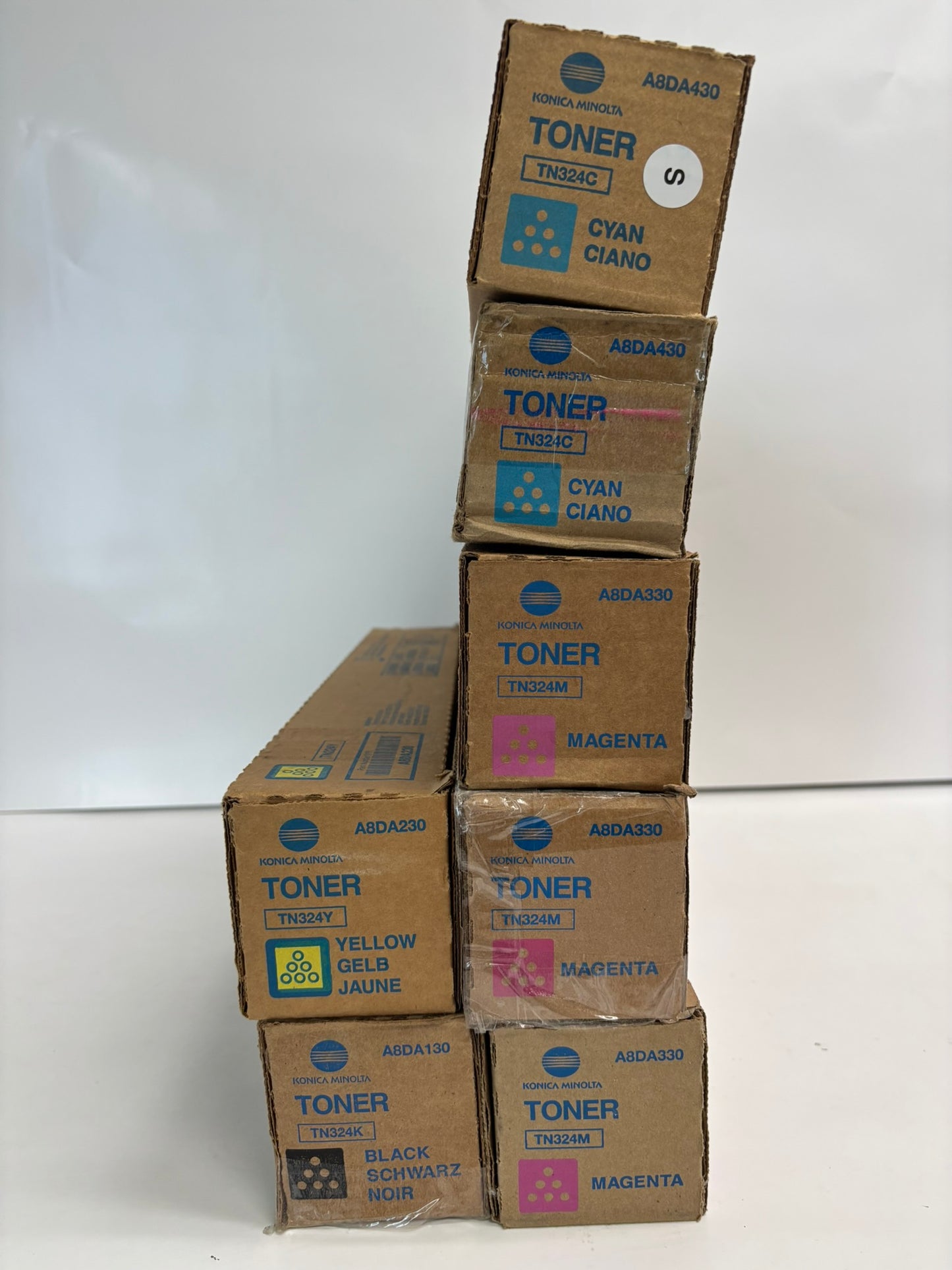 7 New OEM Konica Minolta Bizhub C258,C308,C368 TN324 CCMMMYK Toners