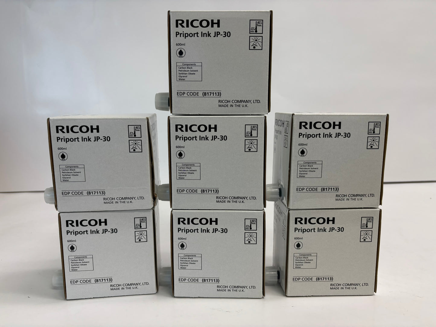 7 New OEM Ricoh DD3334,DX3340,DX3343,JP1235,JP3000 Priport Inks JP-30, 817113
